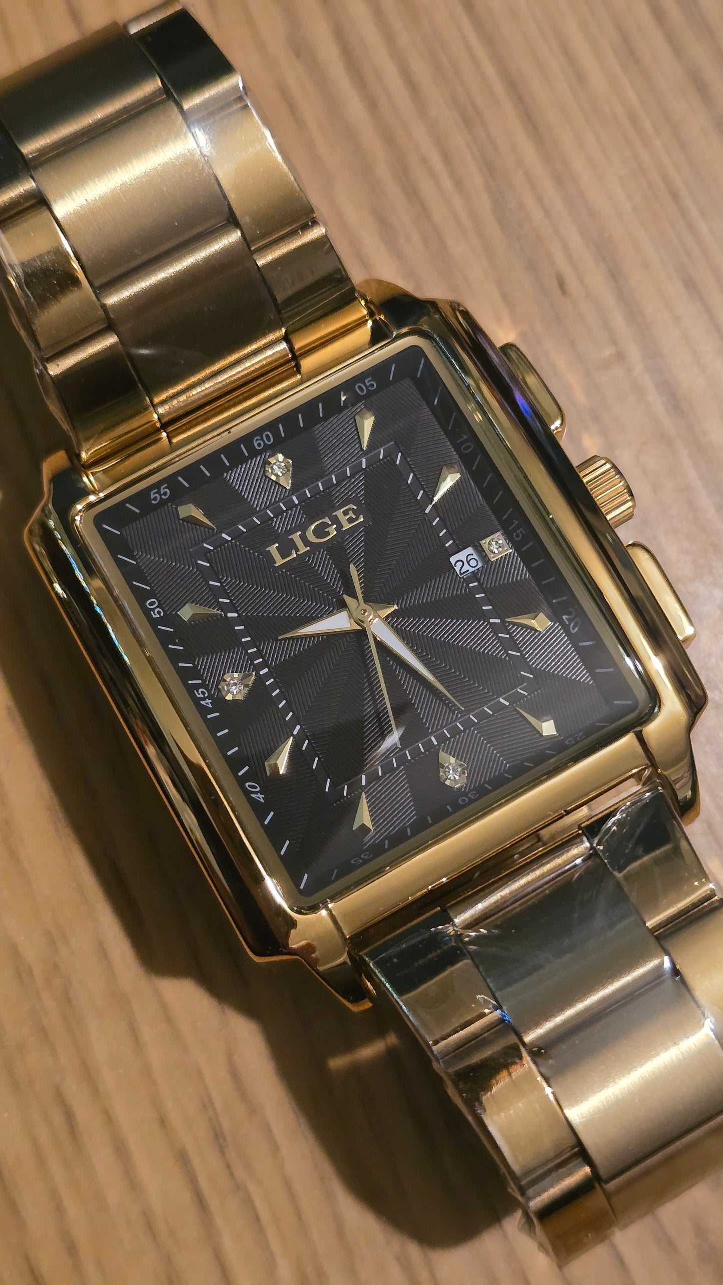 Lige Gold Coloured Mens Quartz Watch - New