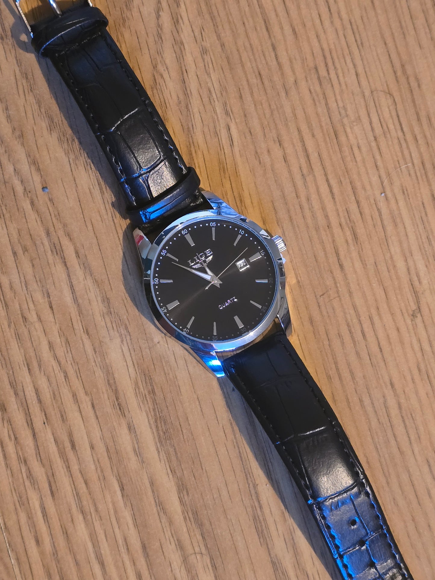 Lige Black/Silver Quartz Watch - New - 1