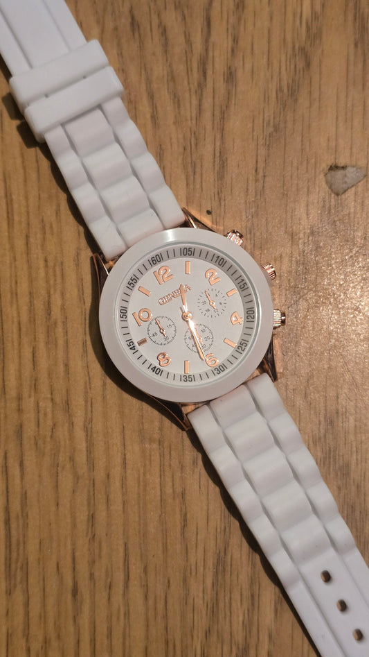 Geneva Ladies Quartz Watch - White - New