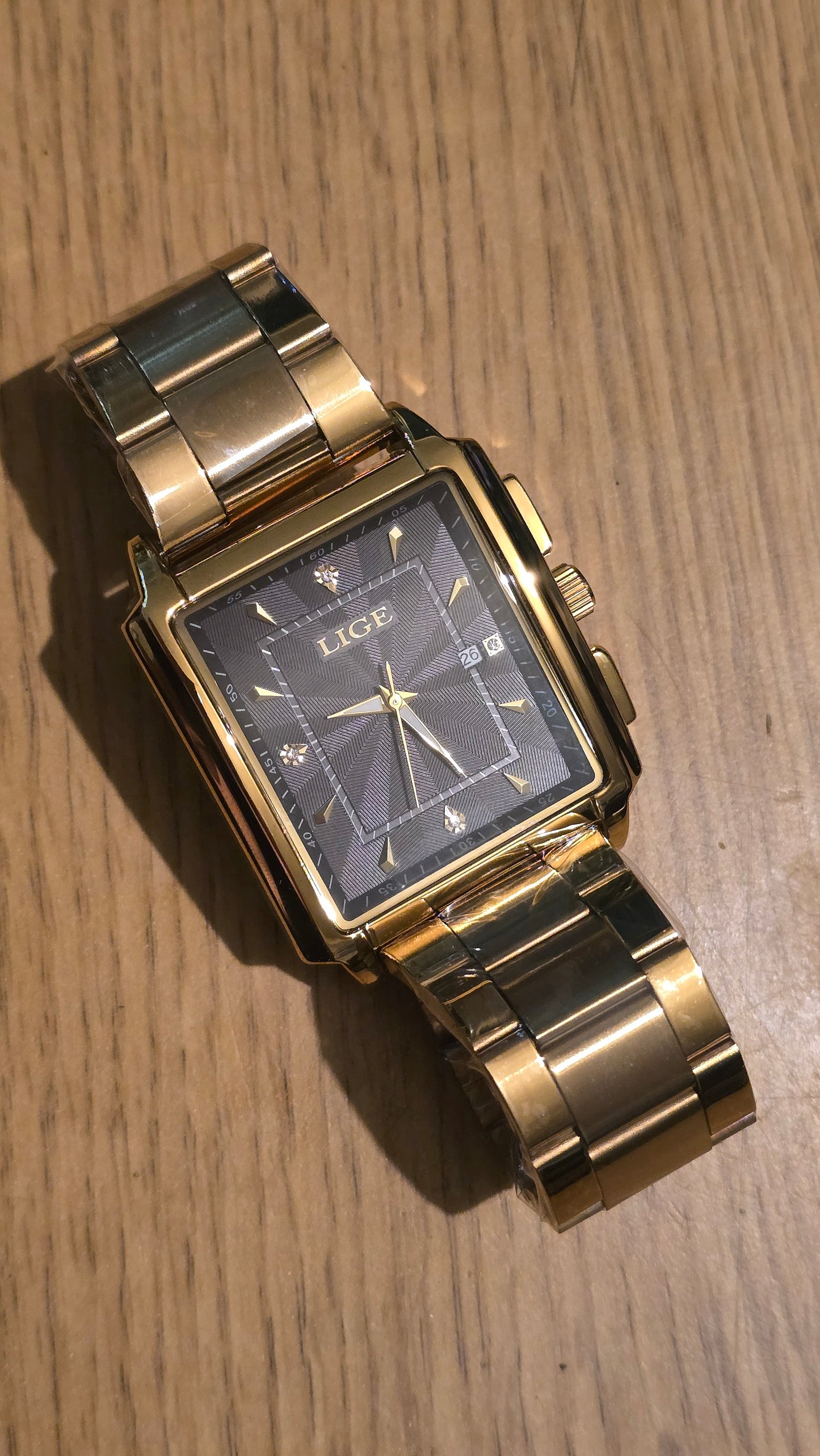 Lige Gold Coloured Mens Quartz Watch - New