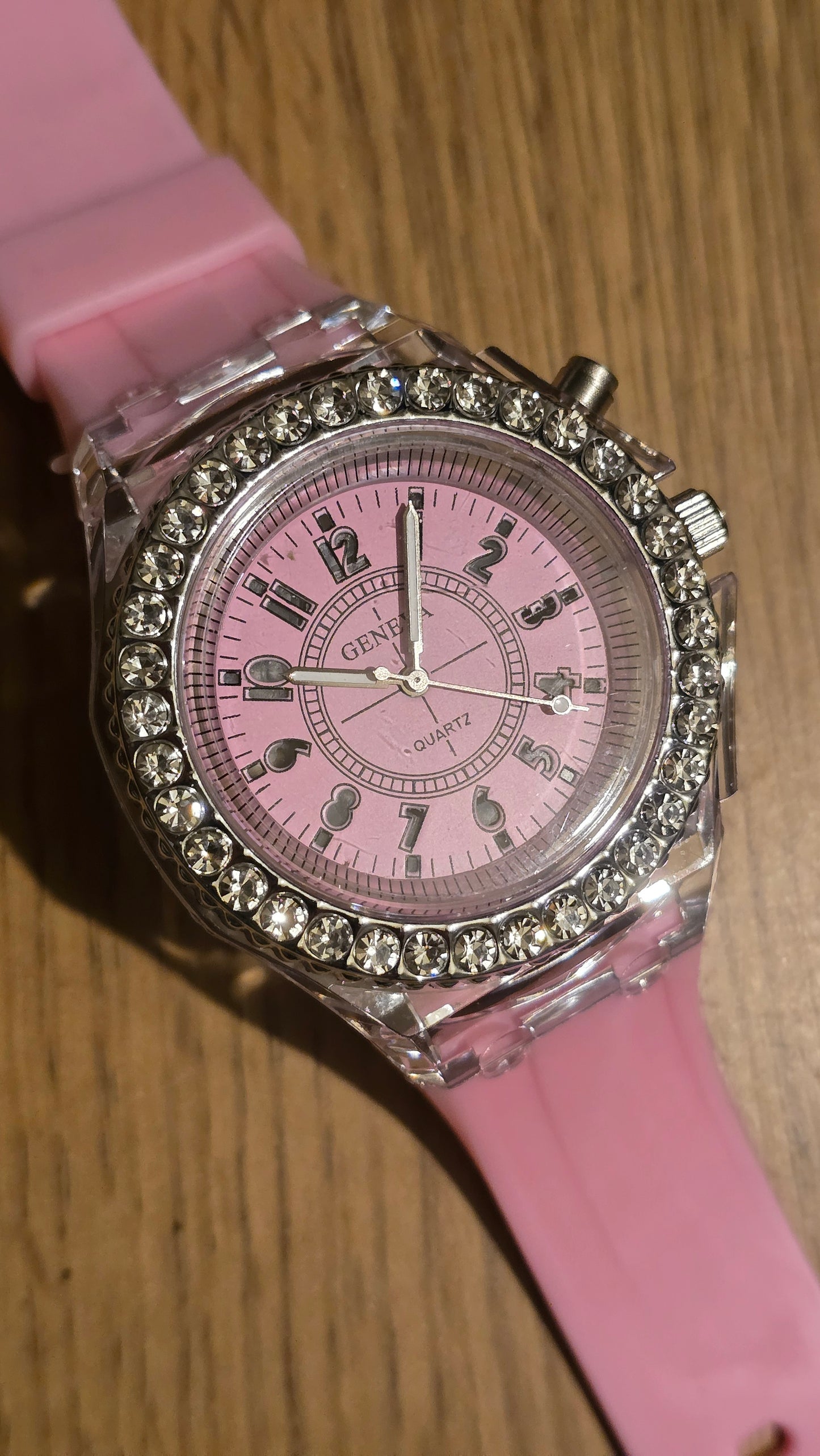 Geneva Unisex Multi-coloured LED Quartz Watch - Pink - New