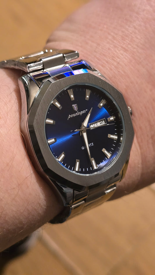 Poedagar Mens Quartz Watch - Silver - New