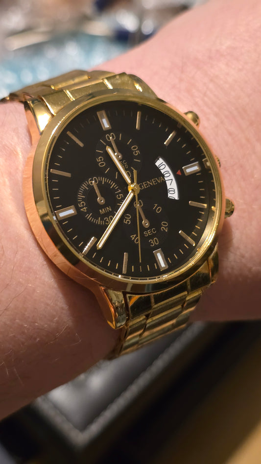 Geneva Gold Coloured Mens Quartz Watch