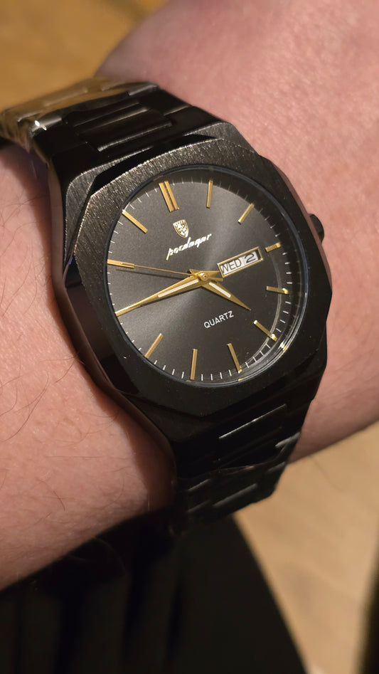 Poedagar Mens Quartz Watch - Black - New