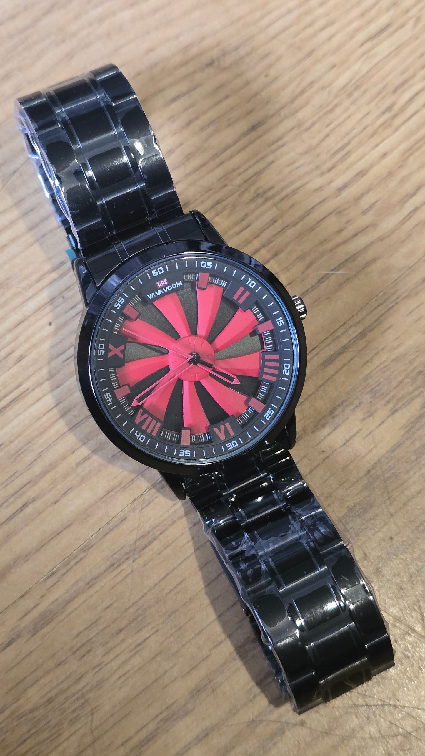 Va Va Voom Mens Revolving Wheel Sports Watch - Red - New - 1