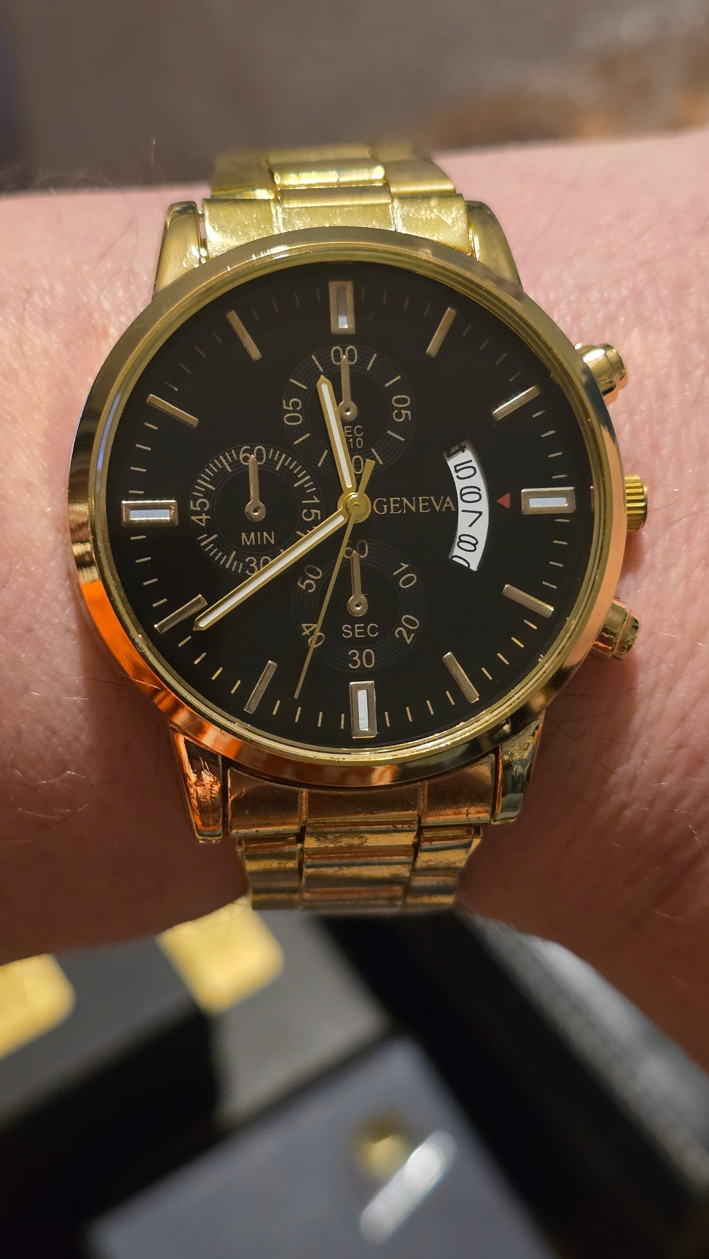 Geneva Gold Coloured Mens Quartz Watch