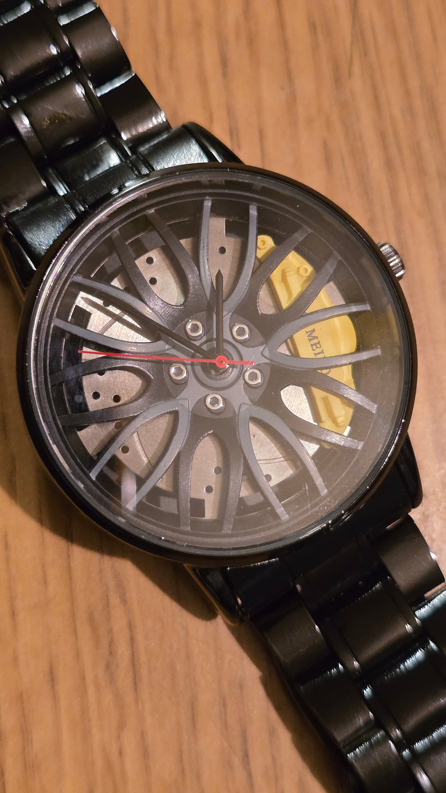 Mens / Unisex Alloy Wheel Style Quartz Watch - Yellow - New - 1