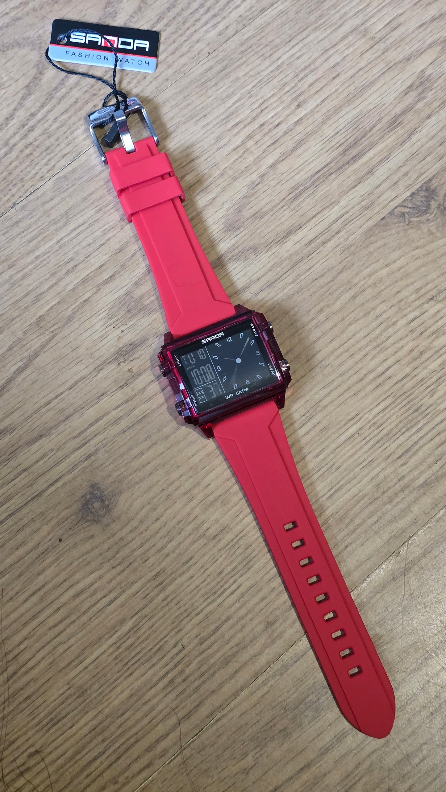 Sanda Mens Digital Quartz Watch - Red - New - 1