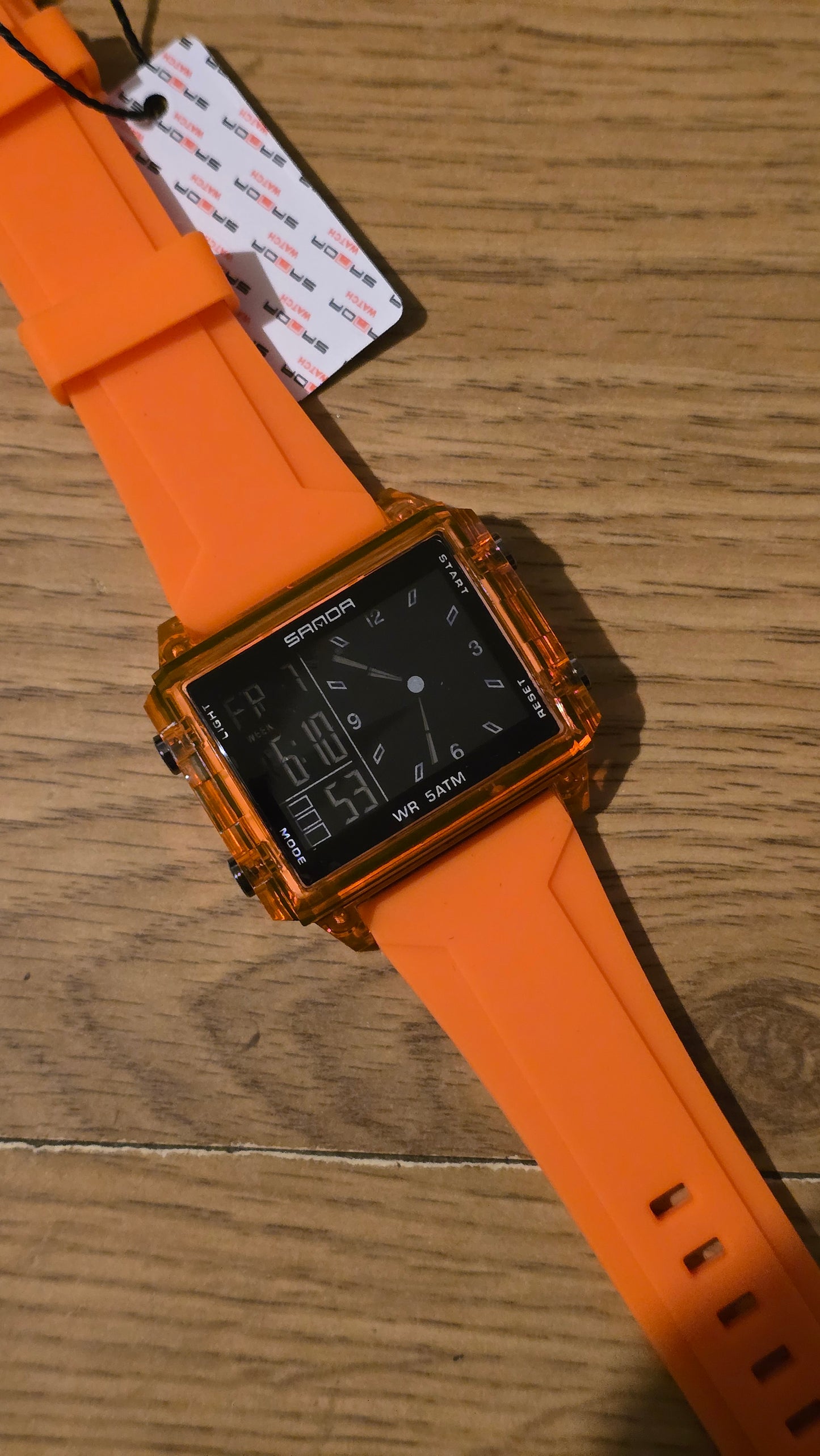 Sanda Mens Digital Quartz Watch - Orange - New - 1
