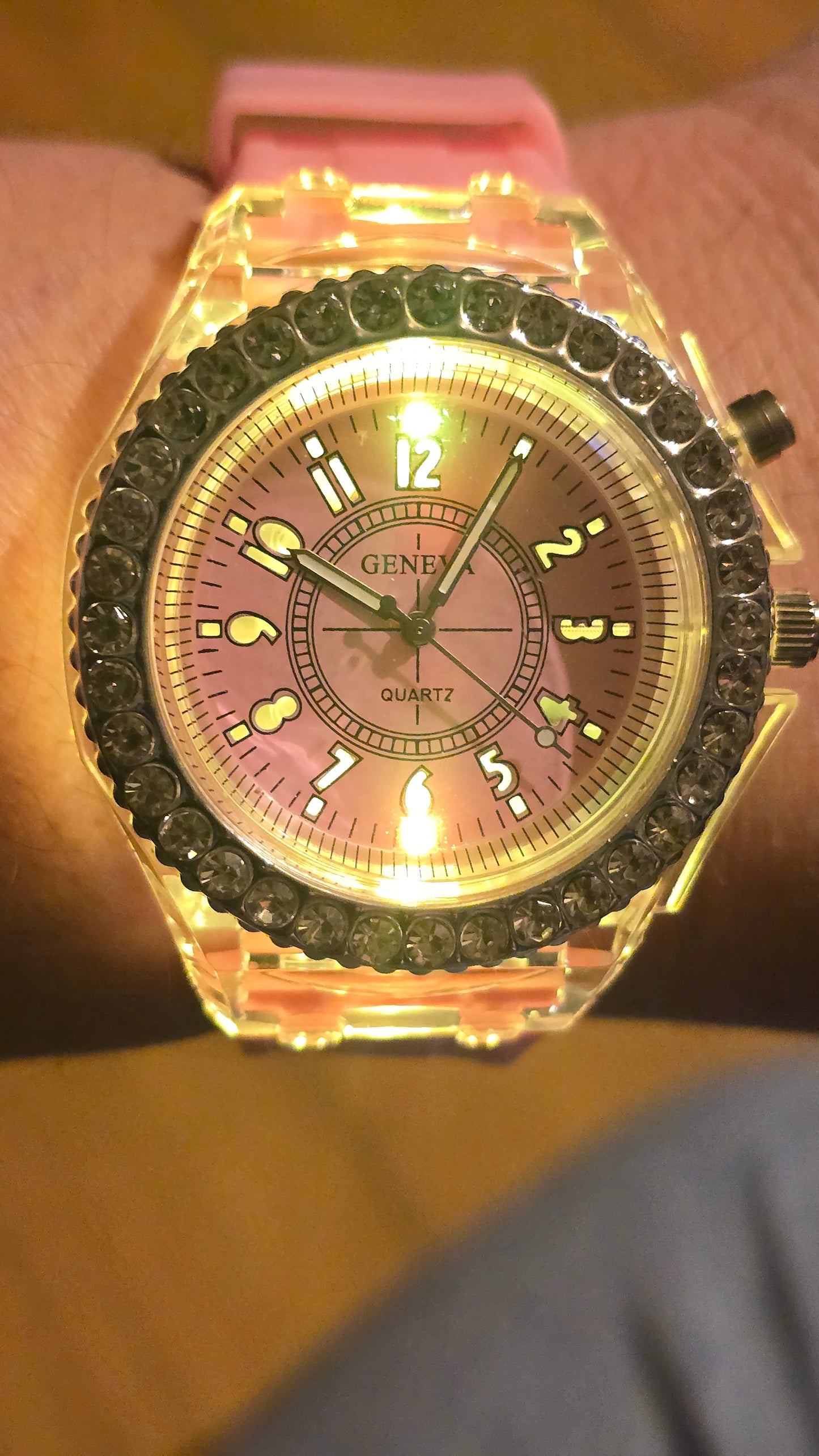 Geneva Unisex Multi-coloured LED Quartz Watch - Pink - New
