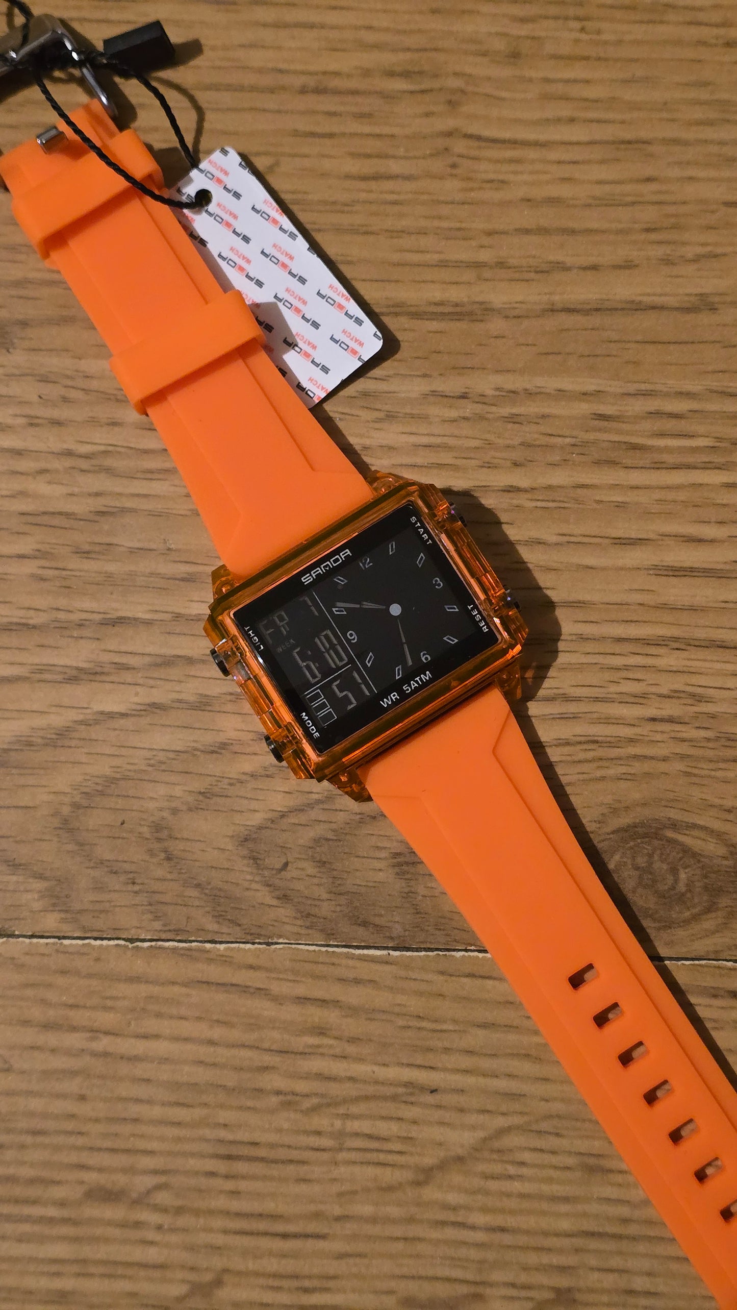 Sanda Mens Digital Quartz Watch - Orange - New - 1