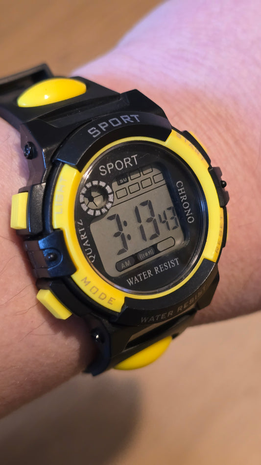 WYW Digital Sports Watch - Unisex - Yellow - New