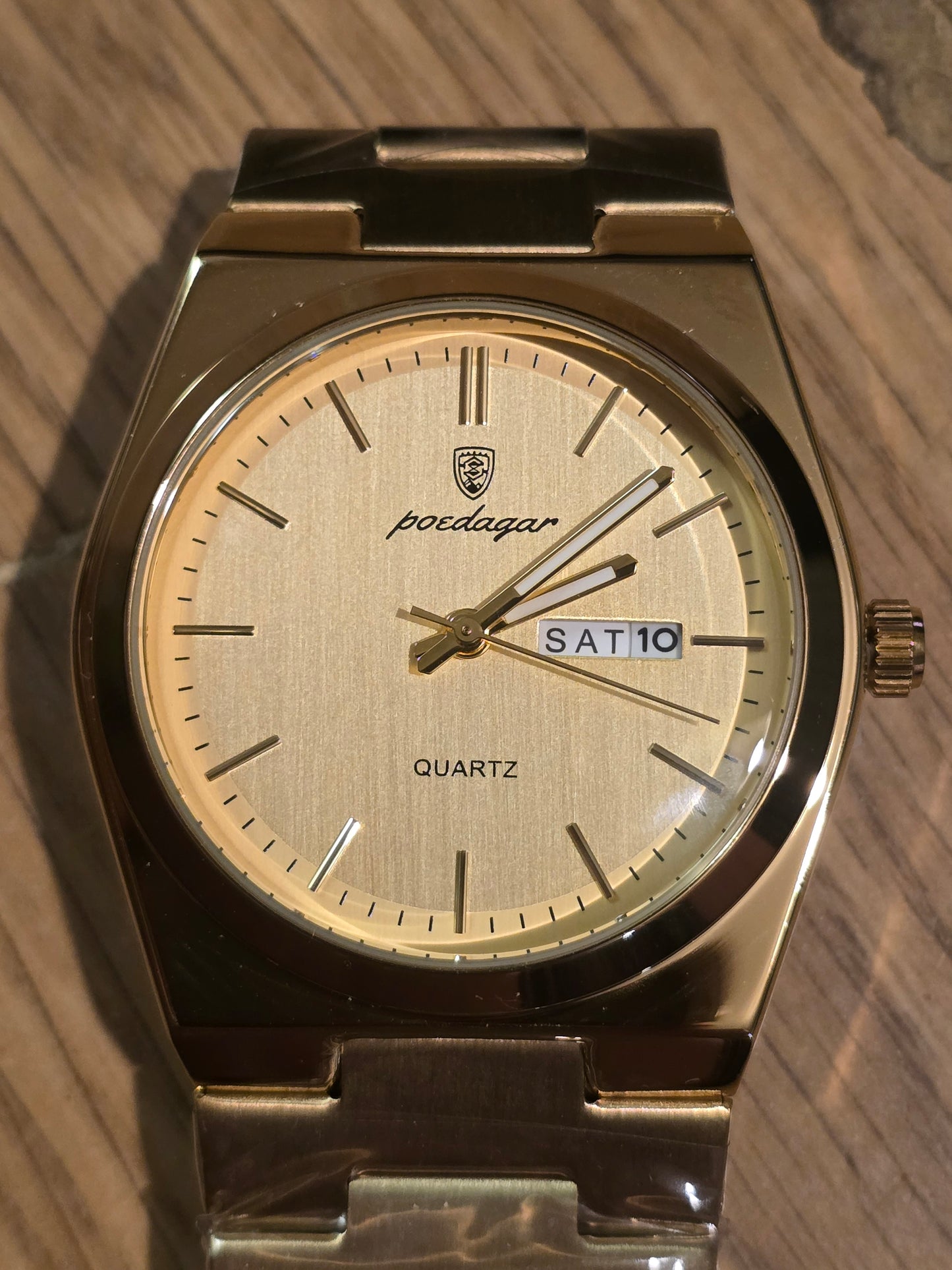 Poedagar Mens Gold Coloured Quartz Watch - New - 1