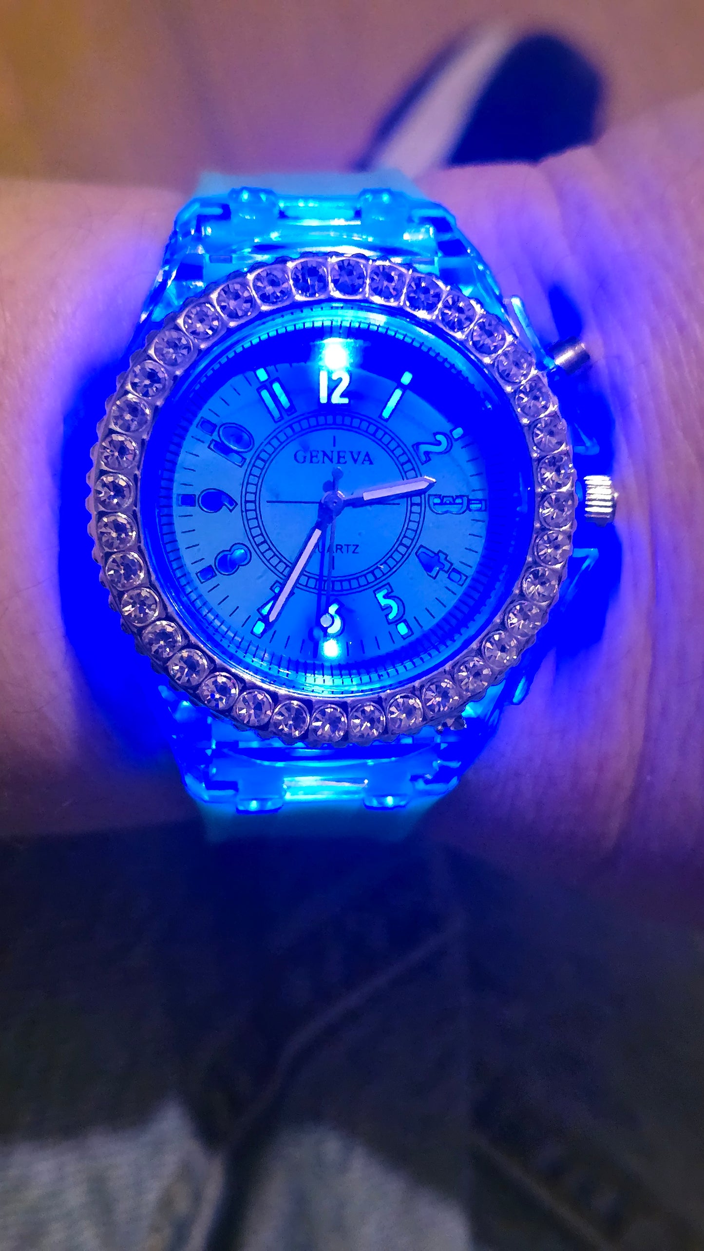 Geneva Unisex Multi-coloured LED Quartz Watch - Green - New