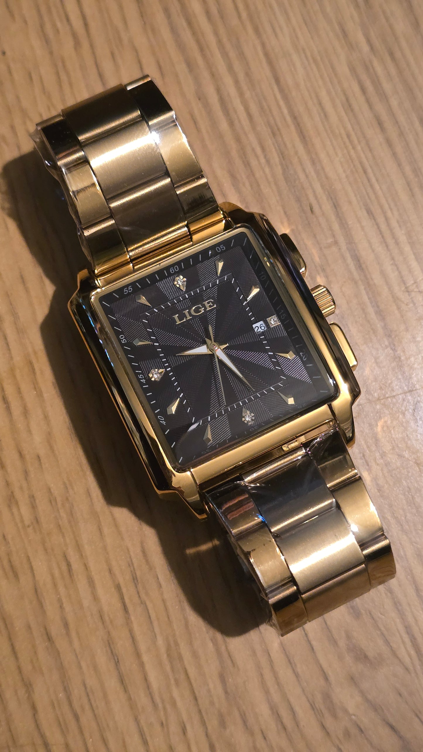 Lige Gold Coloured Mens Quartz Watch - New