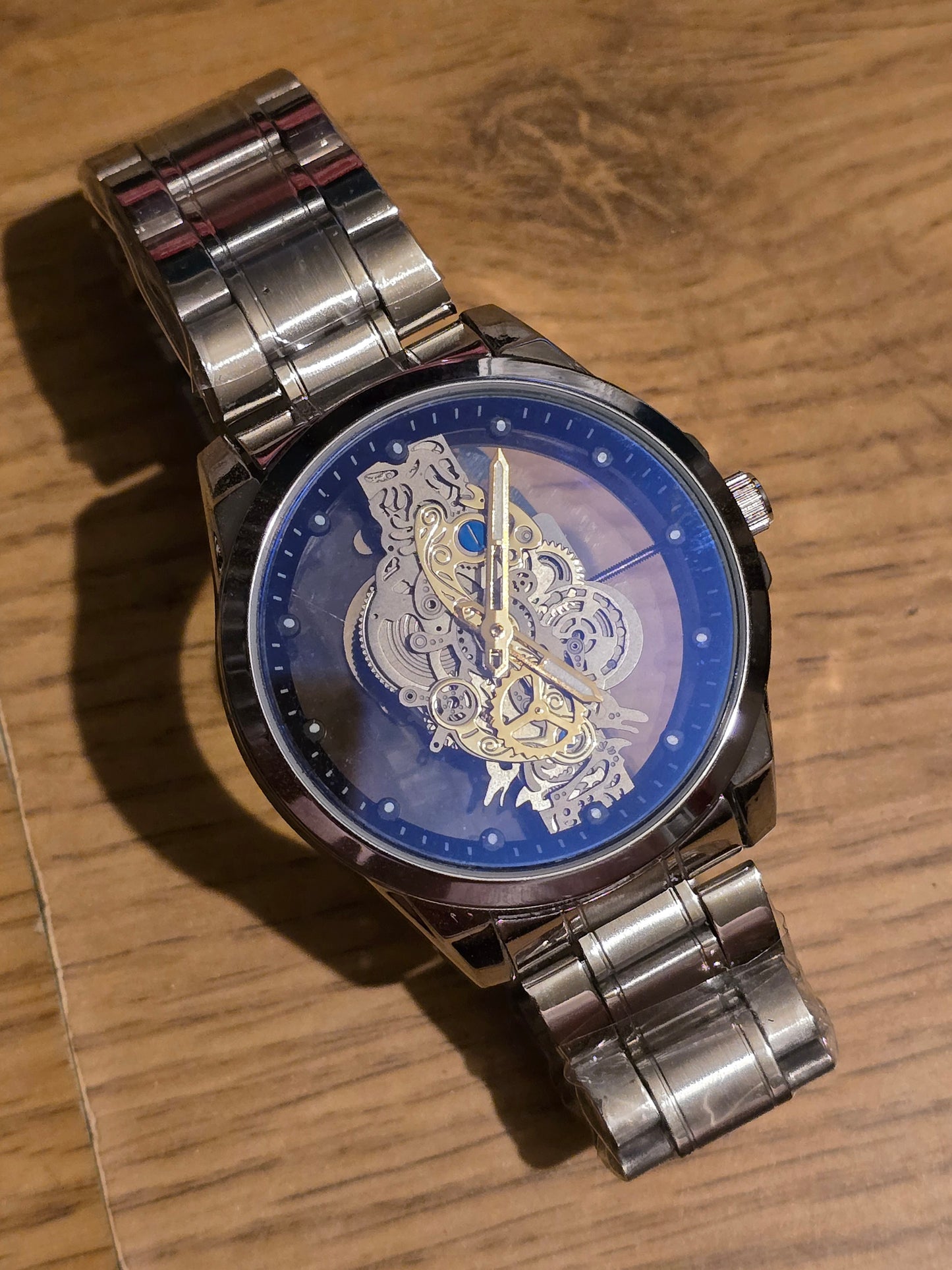 Louisifs Mens Skeleton Quartz Watch - Silver - New - 1