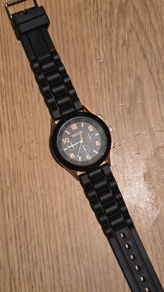 Geneva Ladies Quartz Watch - Black - New