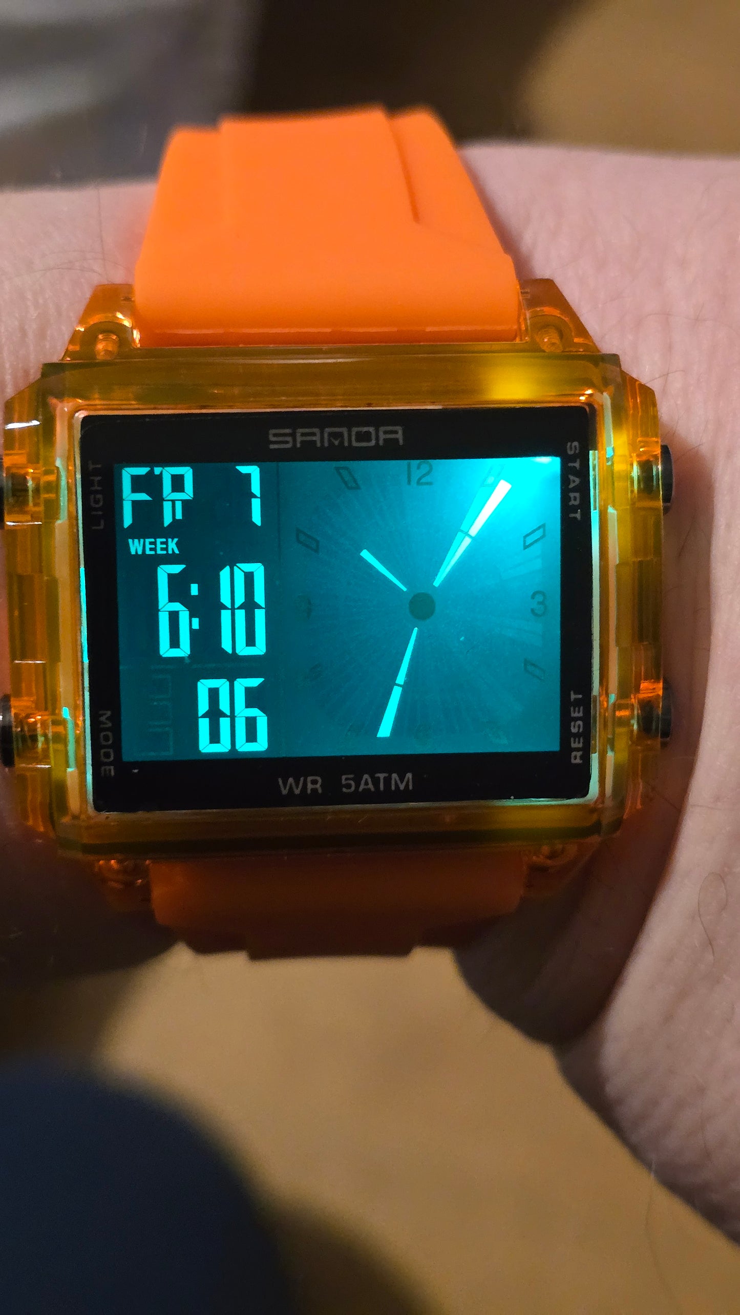 Sanda Mens Digital Quartz Watch - Orange - New - 1