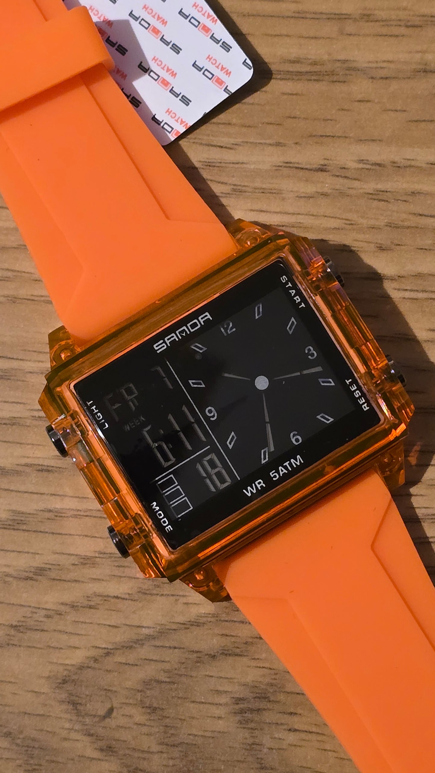 Sanda Mens Digital Quartz Watch - Orange - New - 1