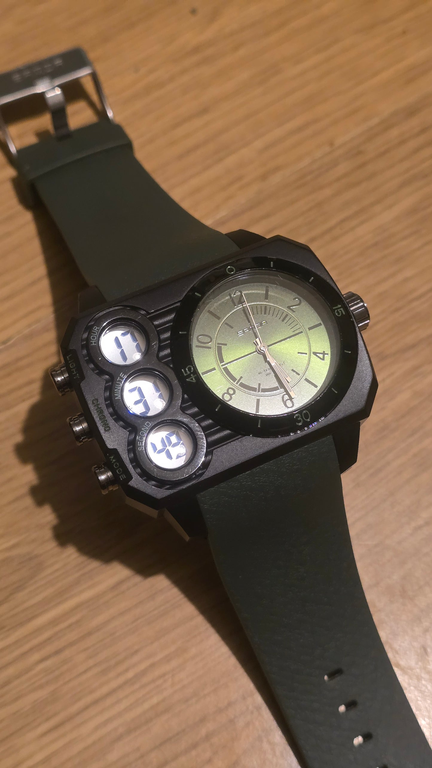 Sanda Dual-Time Mens Quartz Watch - Green - New - 1