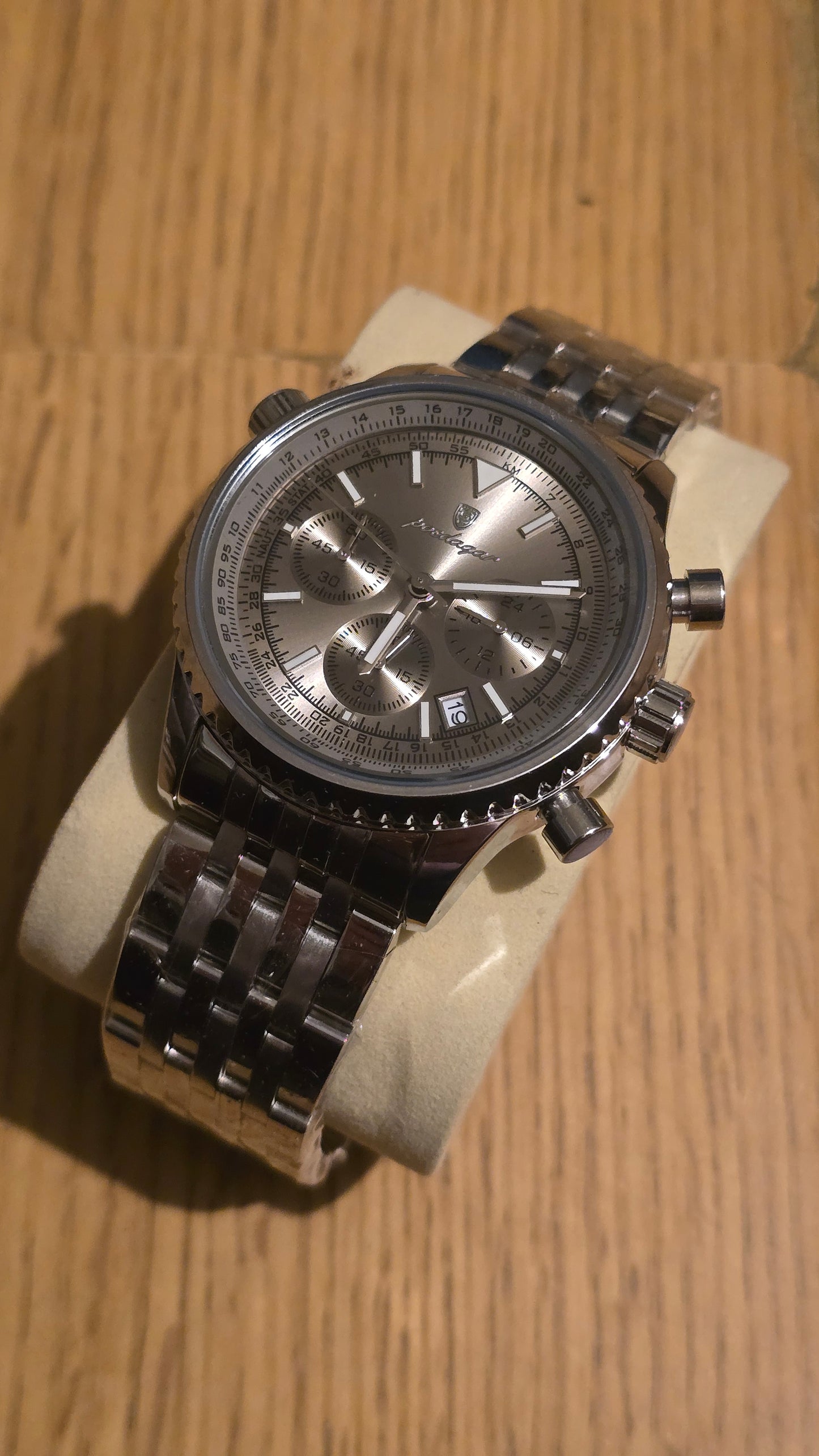Poedagar Mens 960 Chronograph Quartz Watch - Silver - New - 1