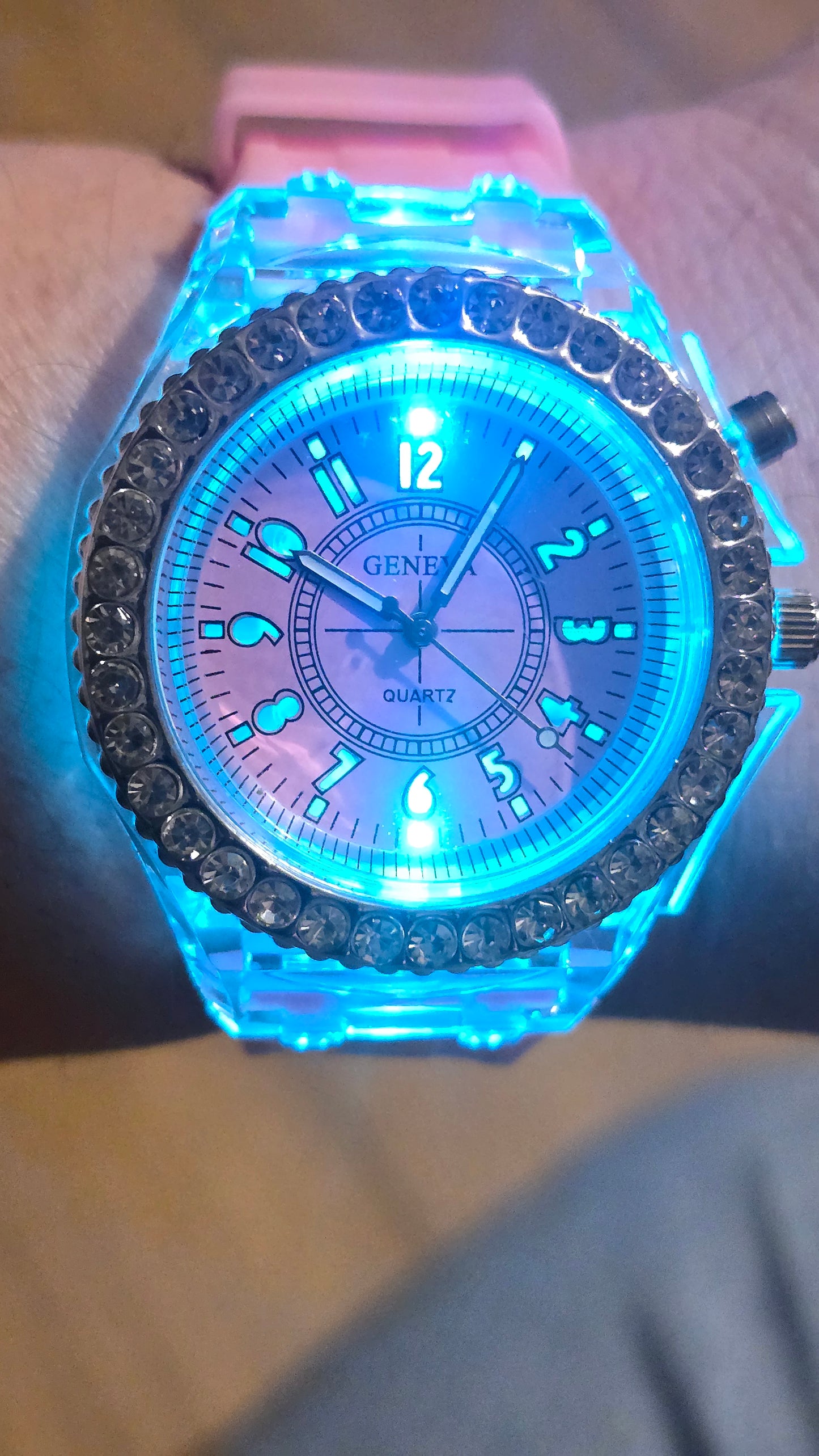 Geneva Unisex Multi-coloured LED Quartz Watch - Pink - New