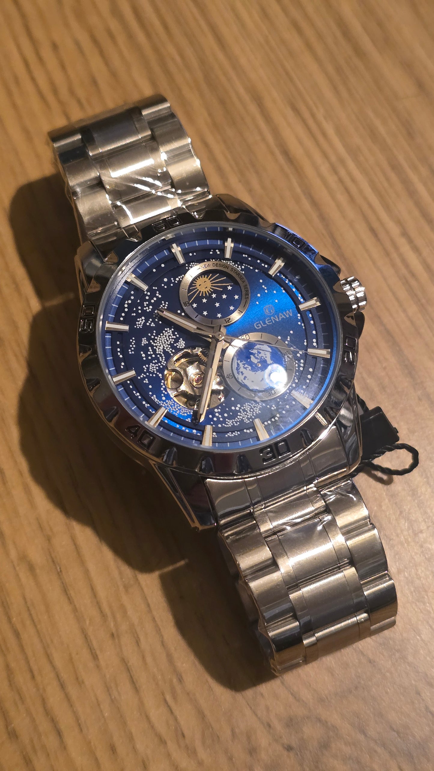 Glenaw Rotating Earth Automatic Self-Winding Watch - New