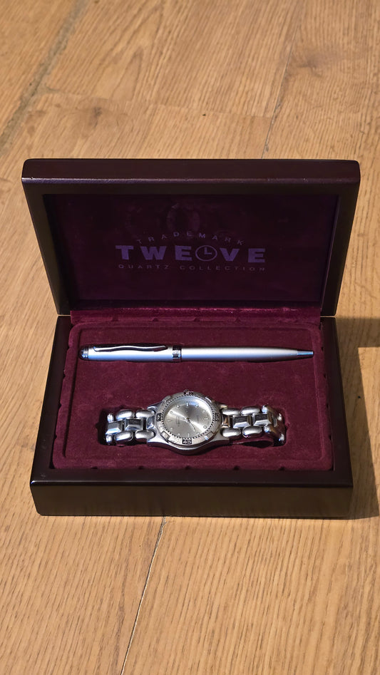Trademark Twelve Mens Quartz Collection Watch and Pen set - New