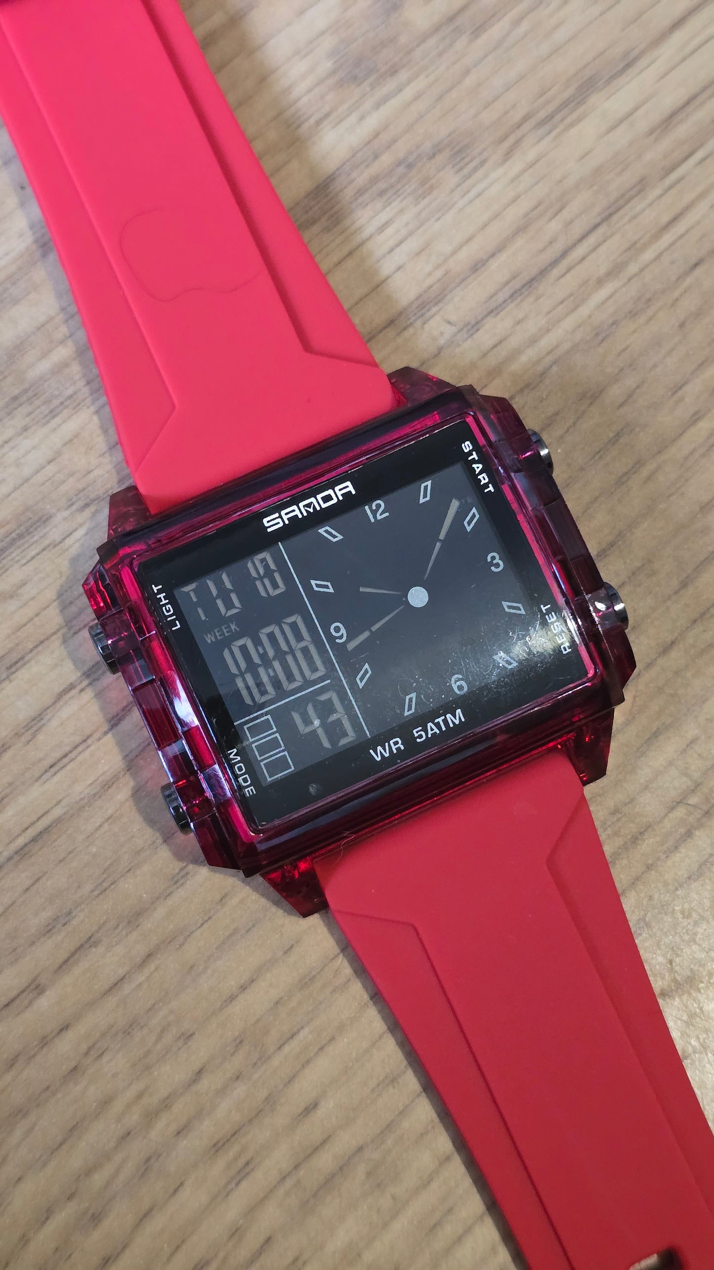 Sanda Mens Digital Quartz Watch - Red - New - 1
