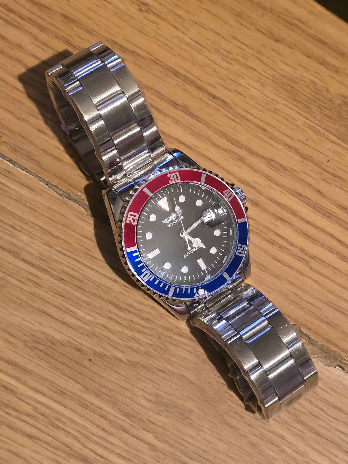 Winner Mens Automatic Self-Winding Watch - Red/Blue - New - 1