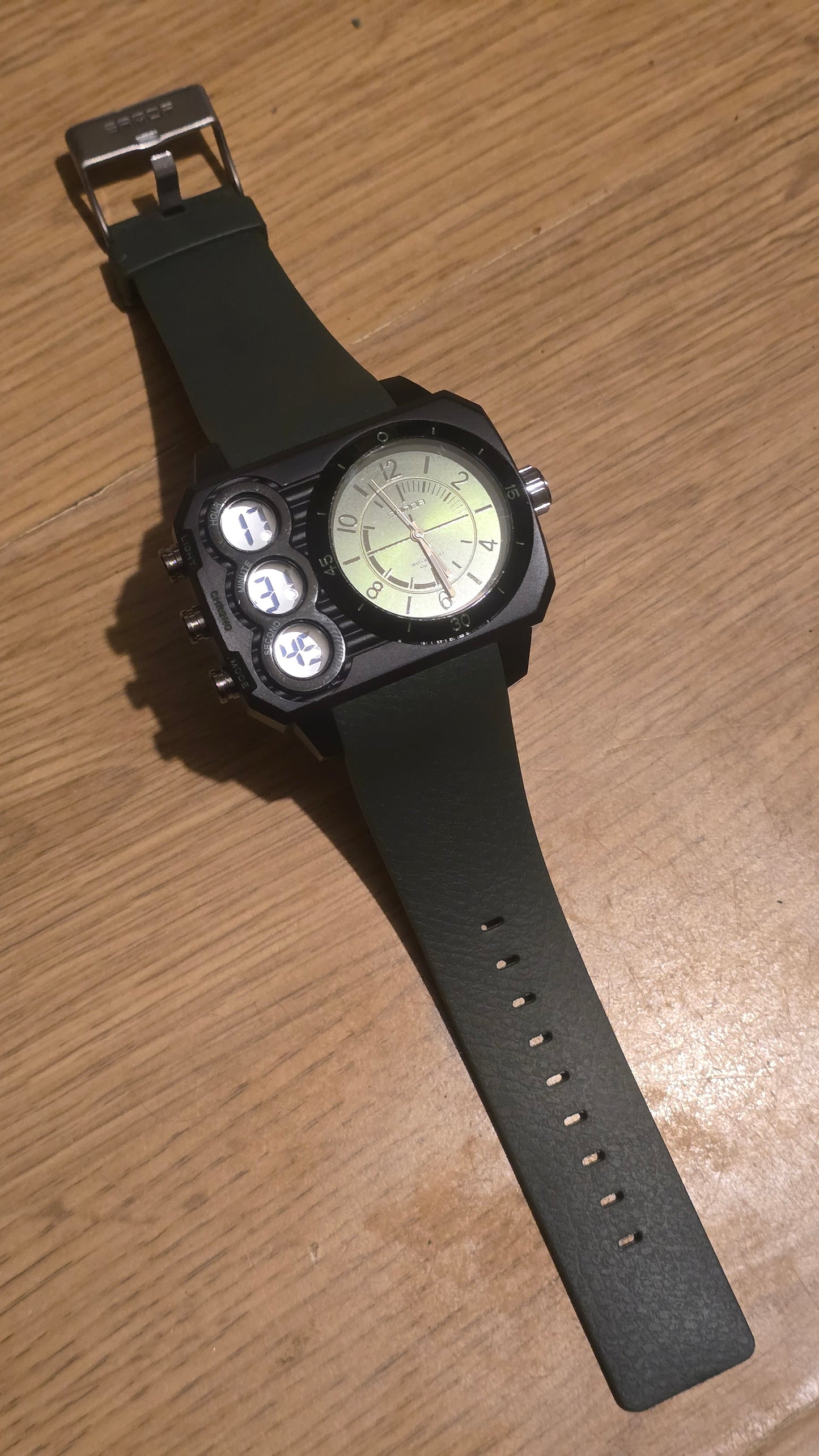 Sanda Dual-Time Mens Quartz Watch - Green - New - 1