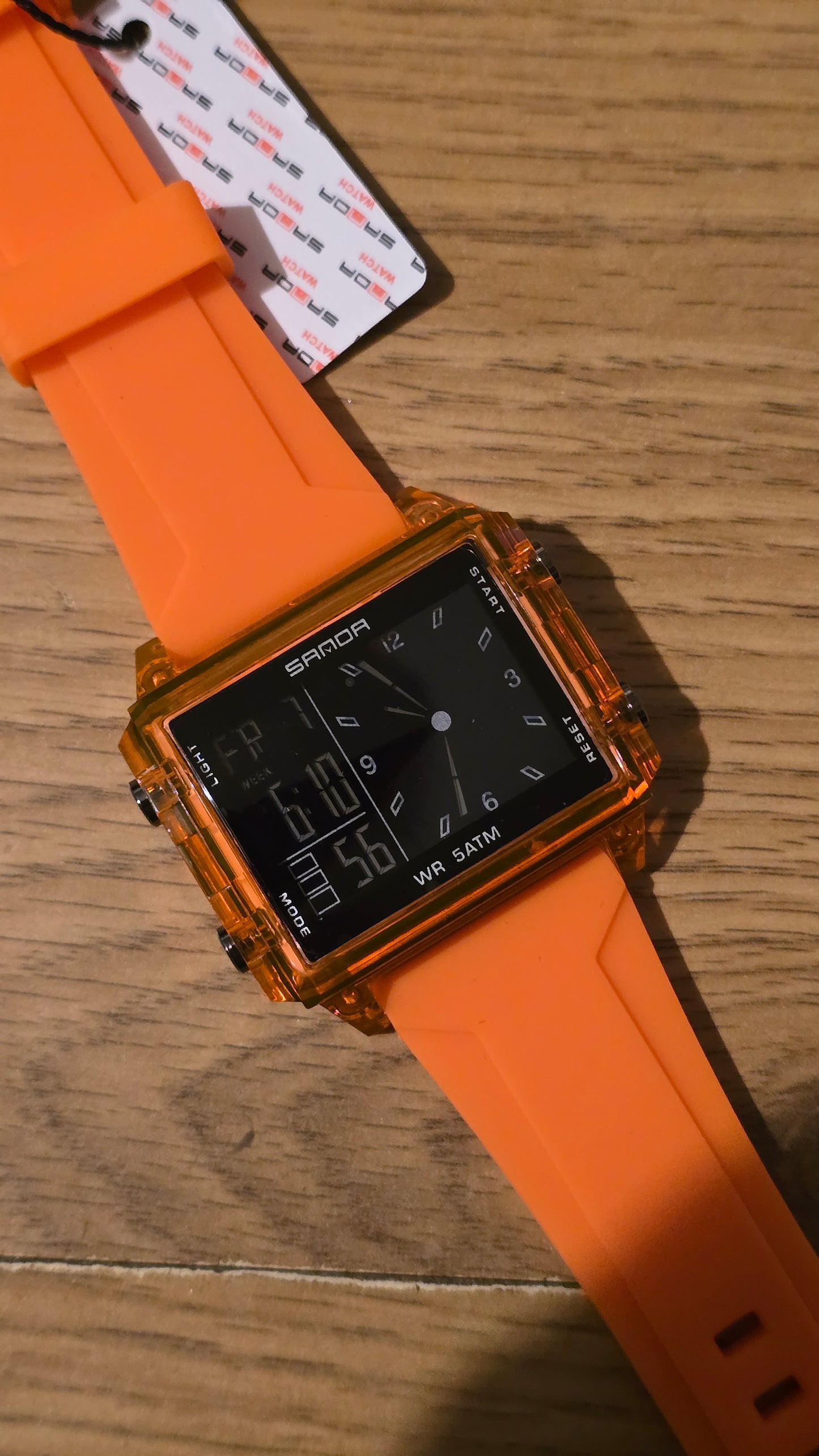 Sanda Mens Digital Quartz Watch - Orange - New - 1