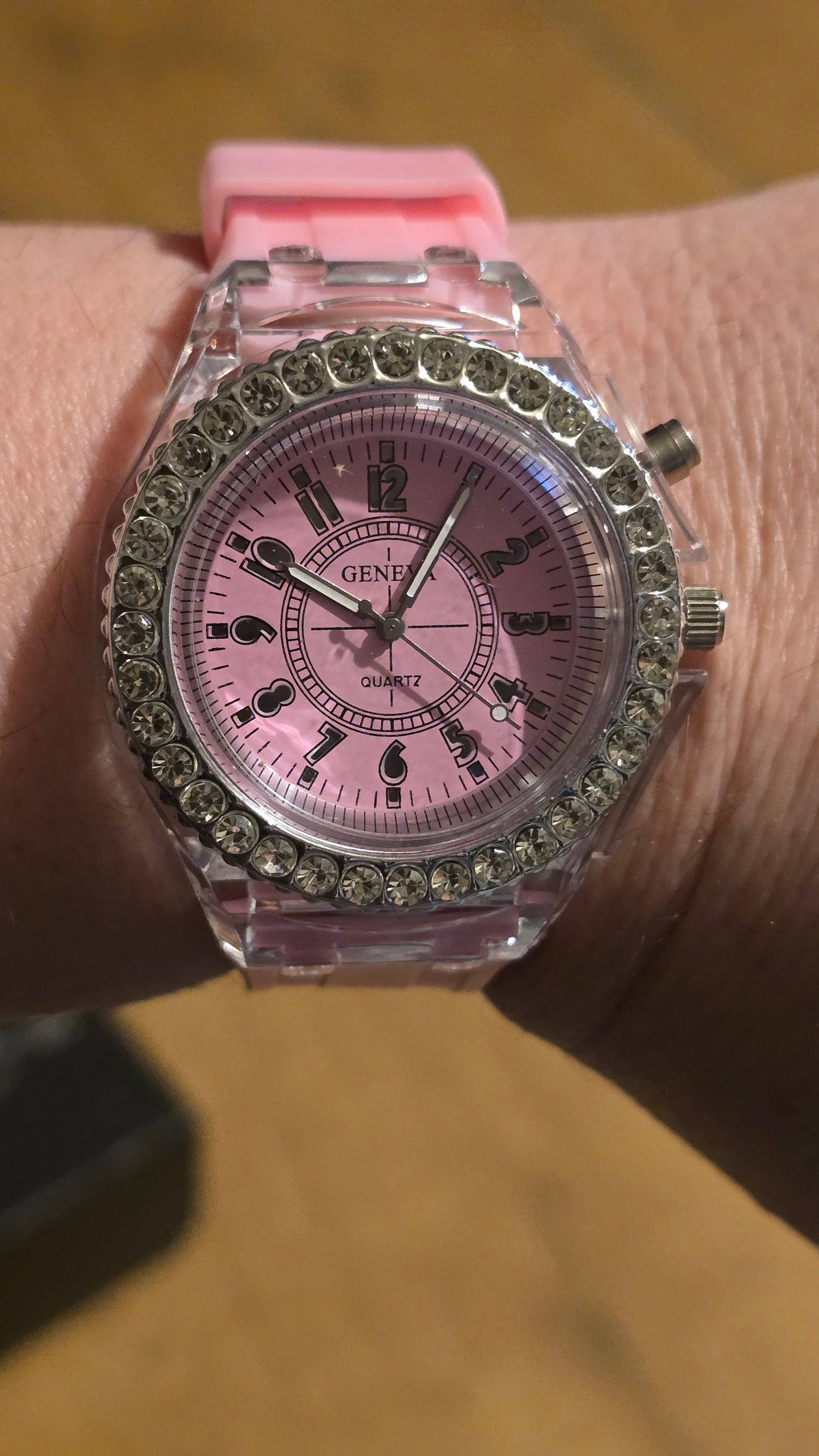 Geneva Unisex Multi-coloured LED Quartz Watch - Pink - New