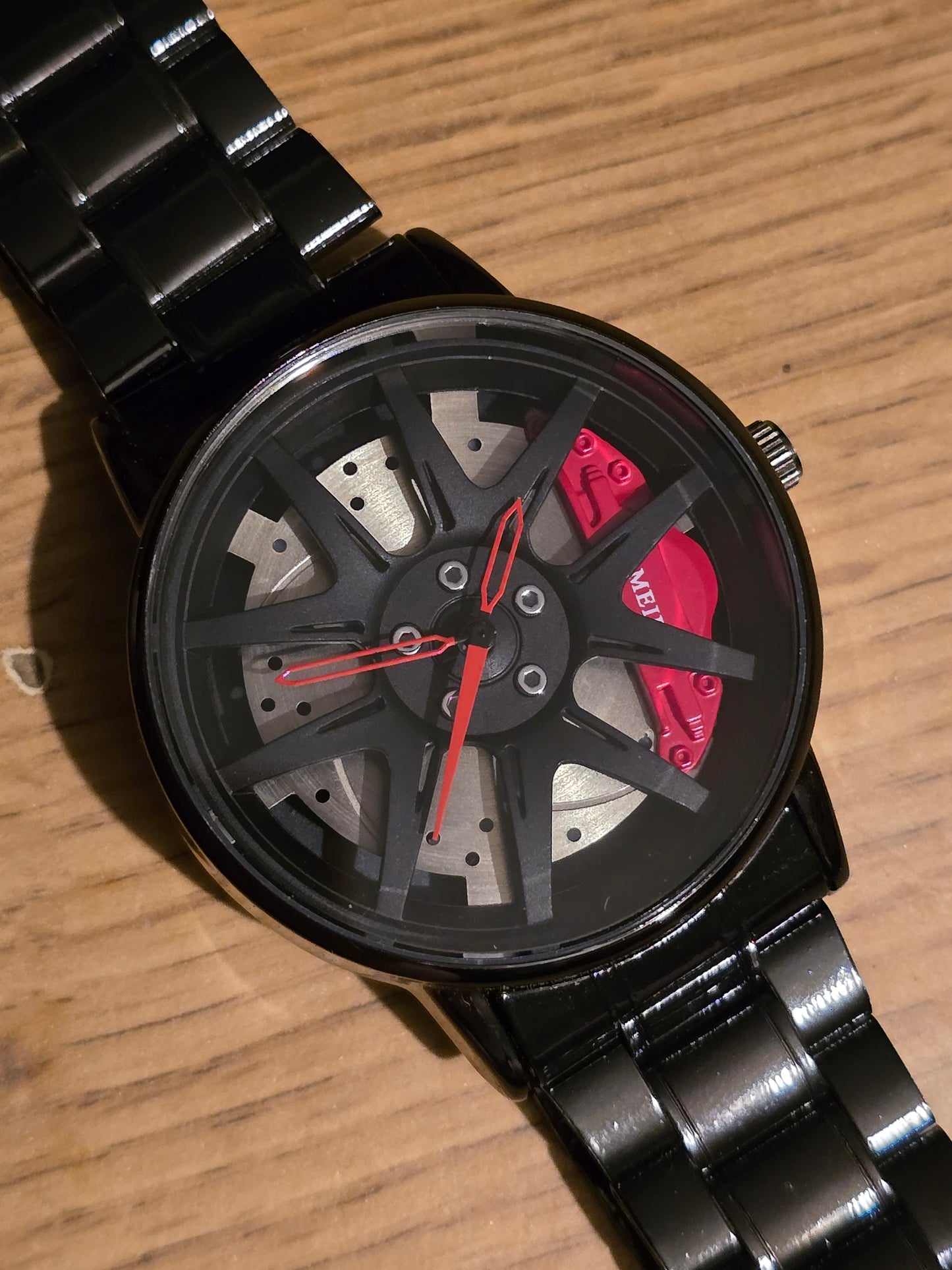 Mens Alloy Wheel Style Quartz Watch - Red - New - 1