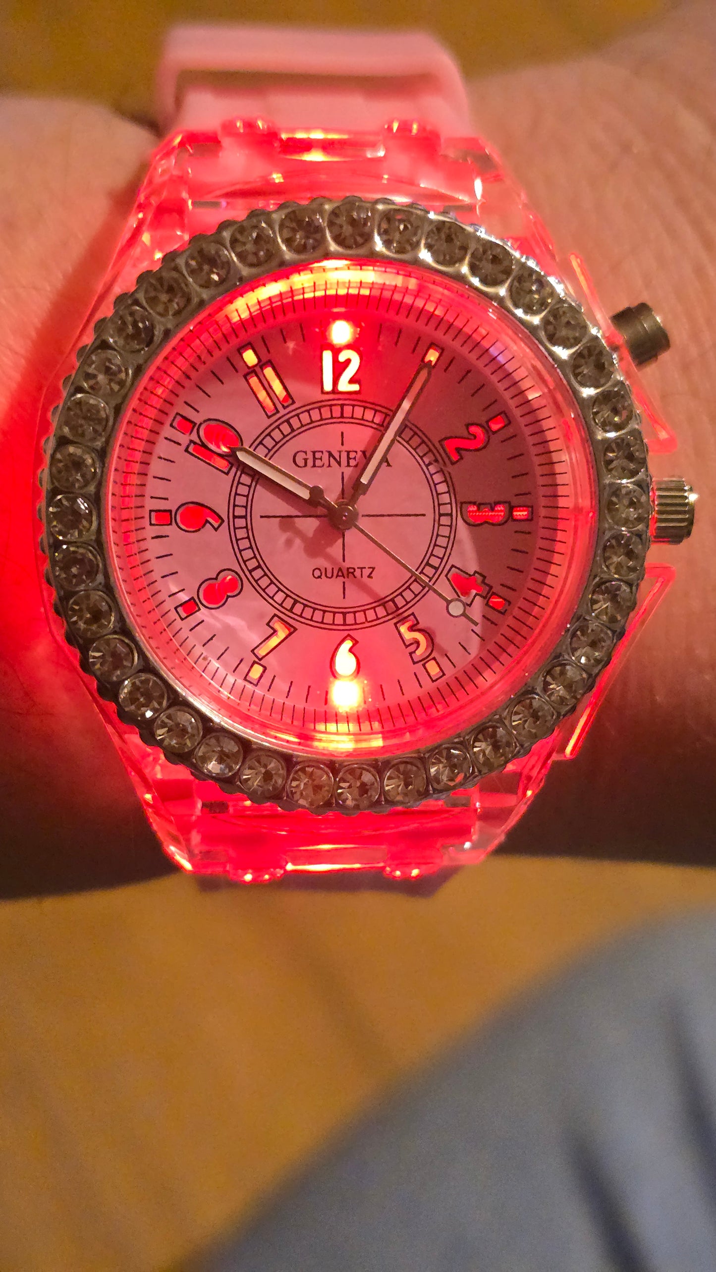 Geneva Unisex Multi-coloured LED Quartz Watch - Pink - New