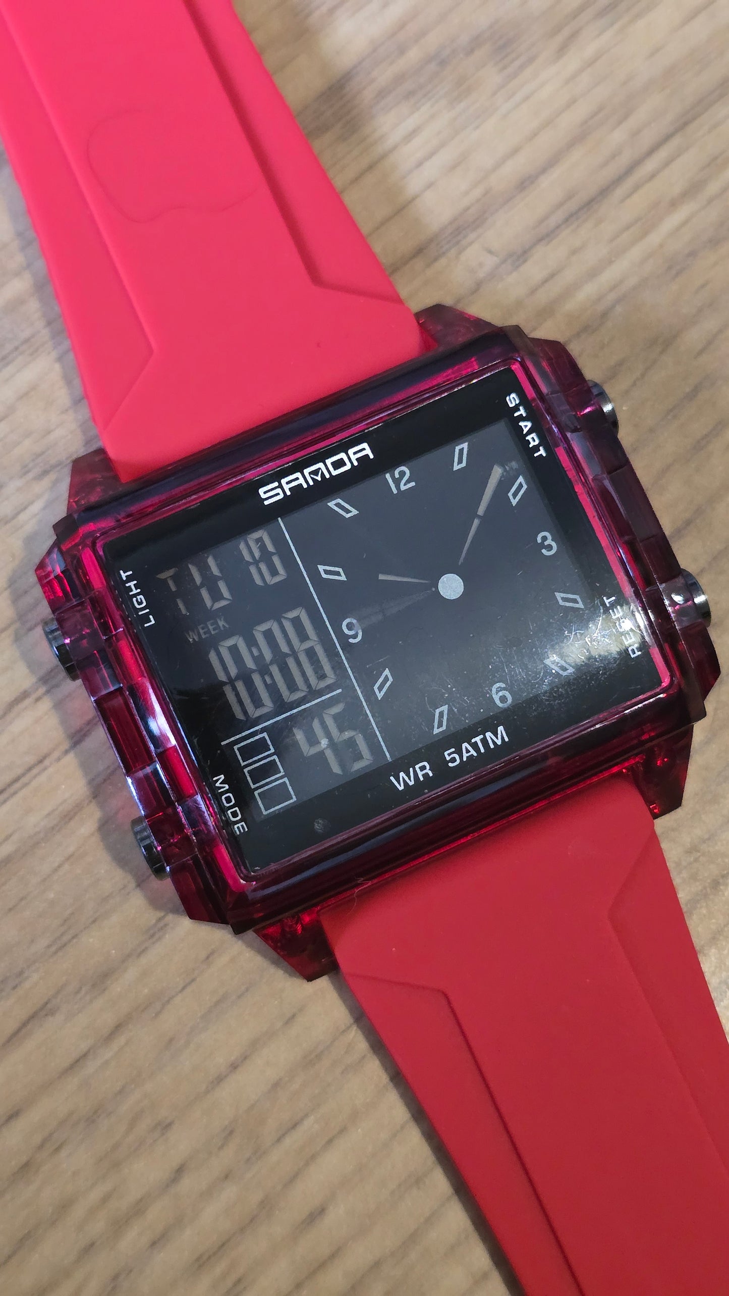 Sanda Mens Digital Quartz Watch - Red - New - 1