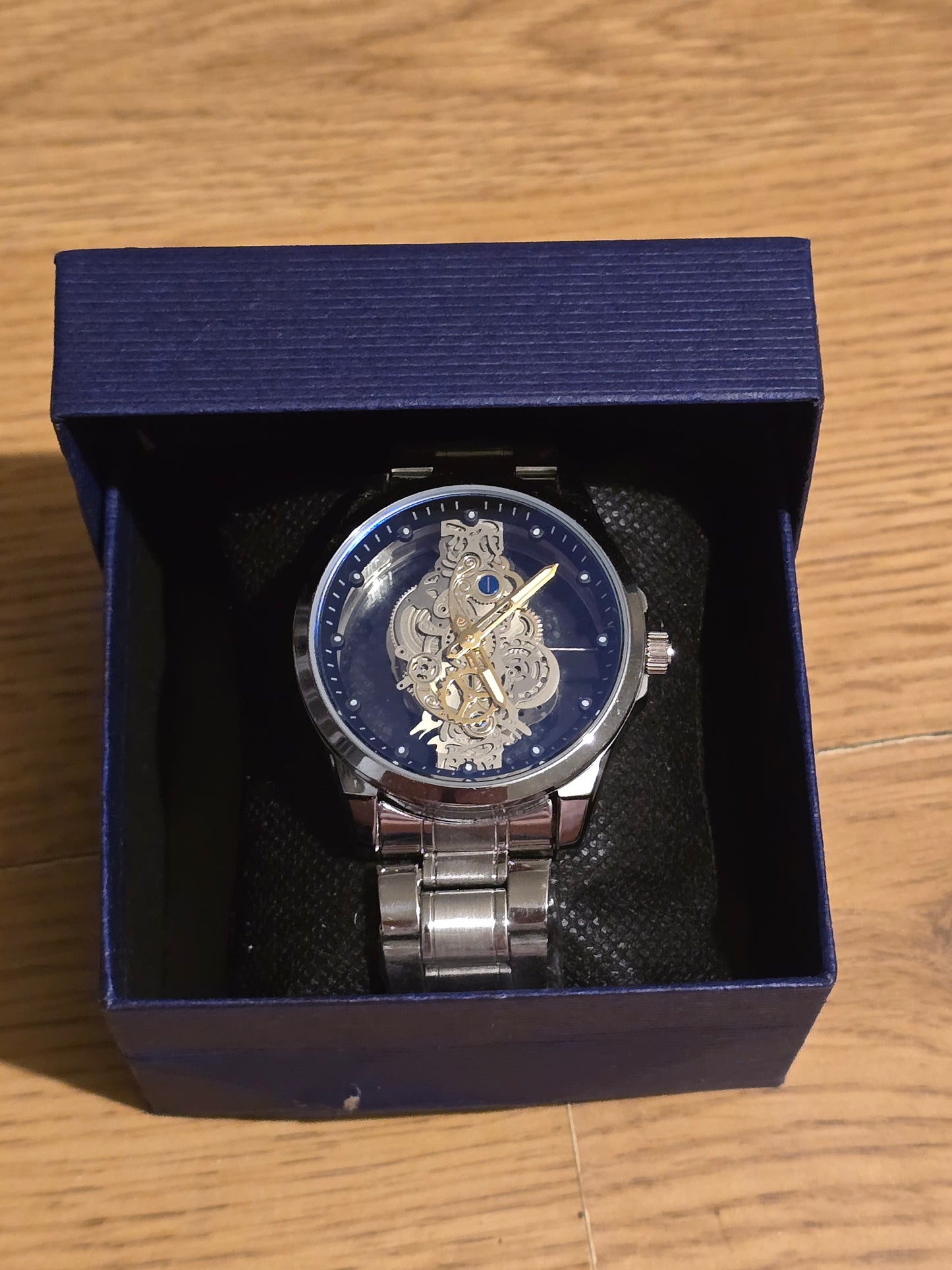 Louisifs Mens Skeleton Quartz Watch - Silver - New - 1