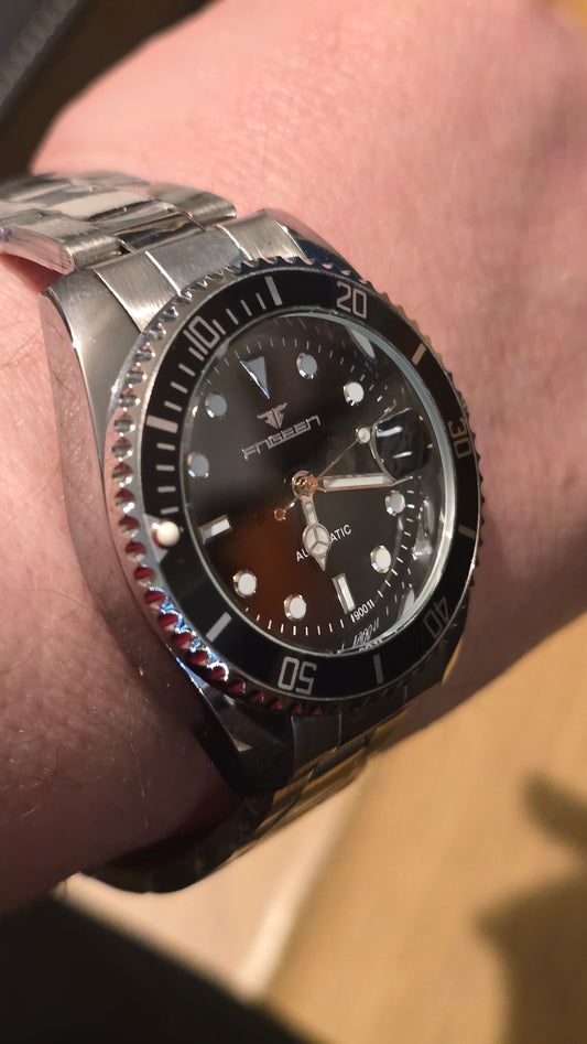 Fngeen Mens Automatic Self-Winding Watch - Black - New