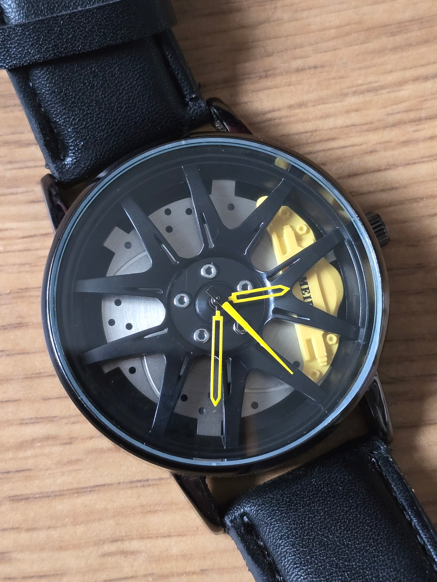 Mens Alloy Wheel Style Quartz Watch - Yellow - New - 1