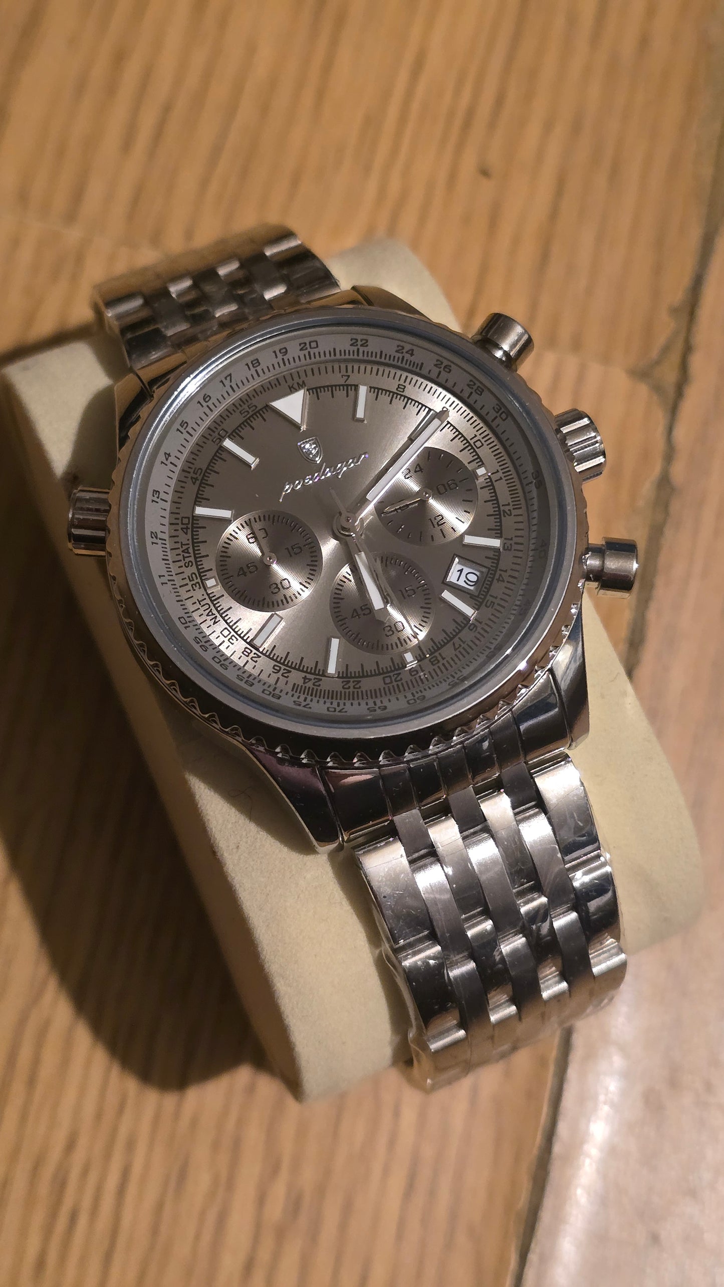 Poedagar Mens 960 Chronograph Quartz Watch - Silver - New - 1