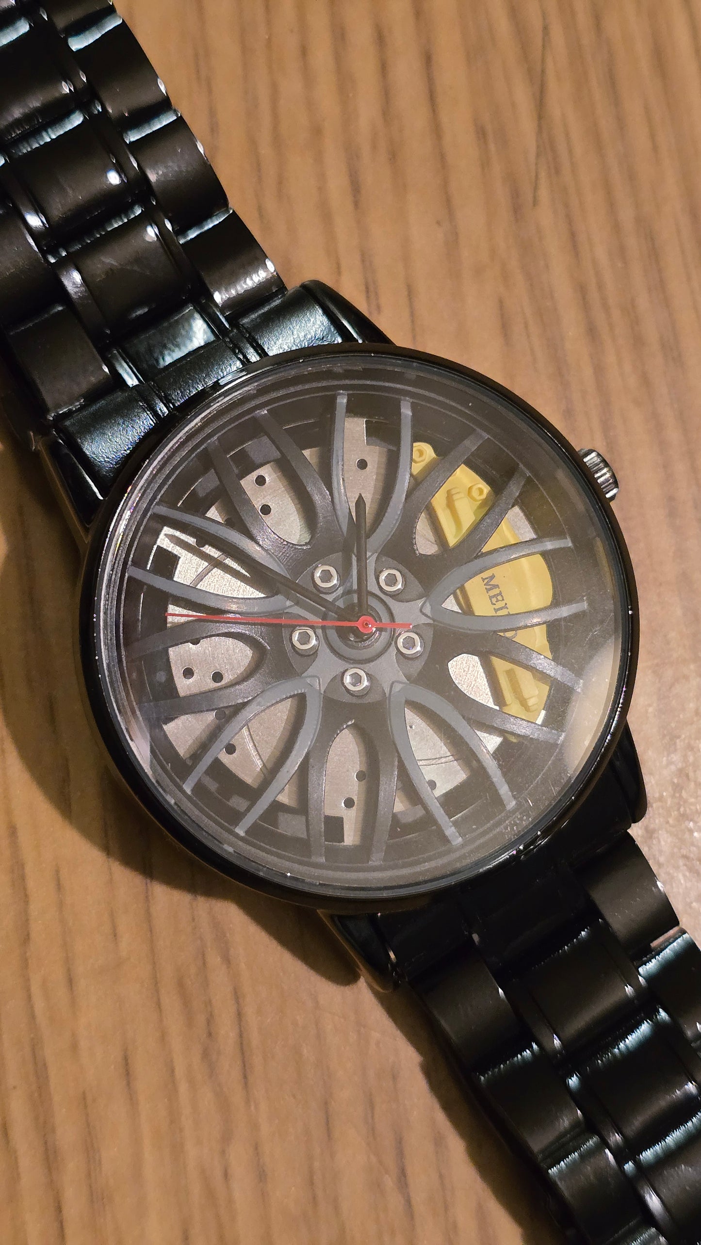 Mens / Unisex Alloy Wheel Style Quartz Watch - Yellow - New - 1