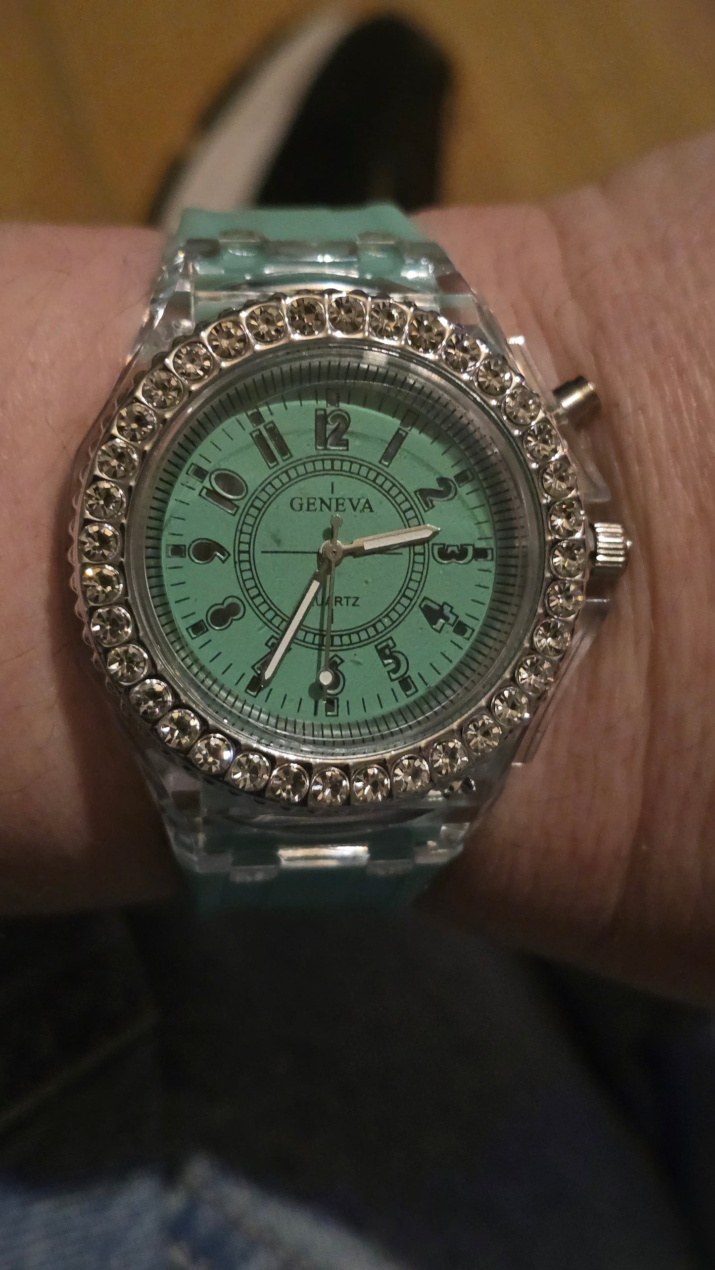 Geneva Unisex Multi-coloured LED Quartz Watch - Green - New