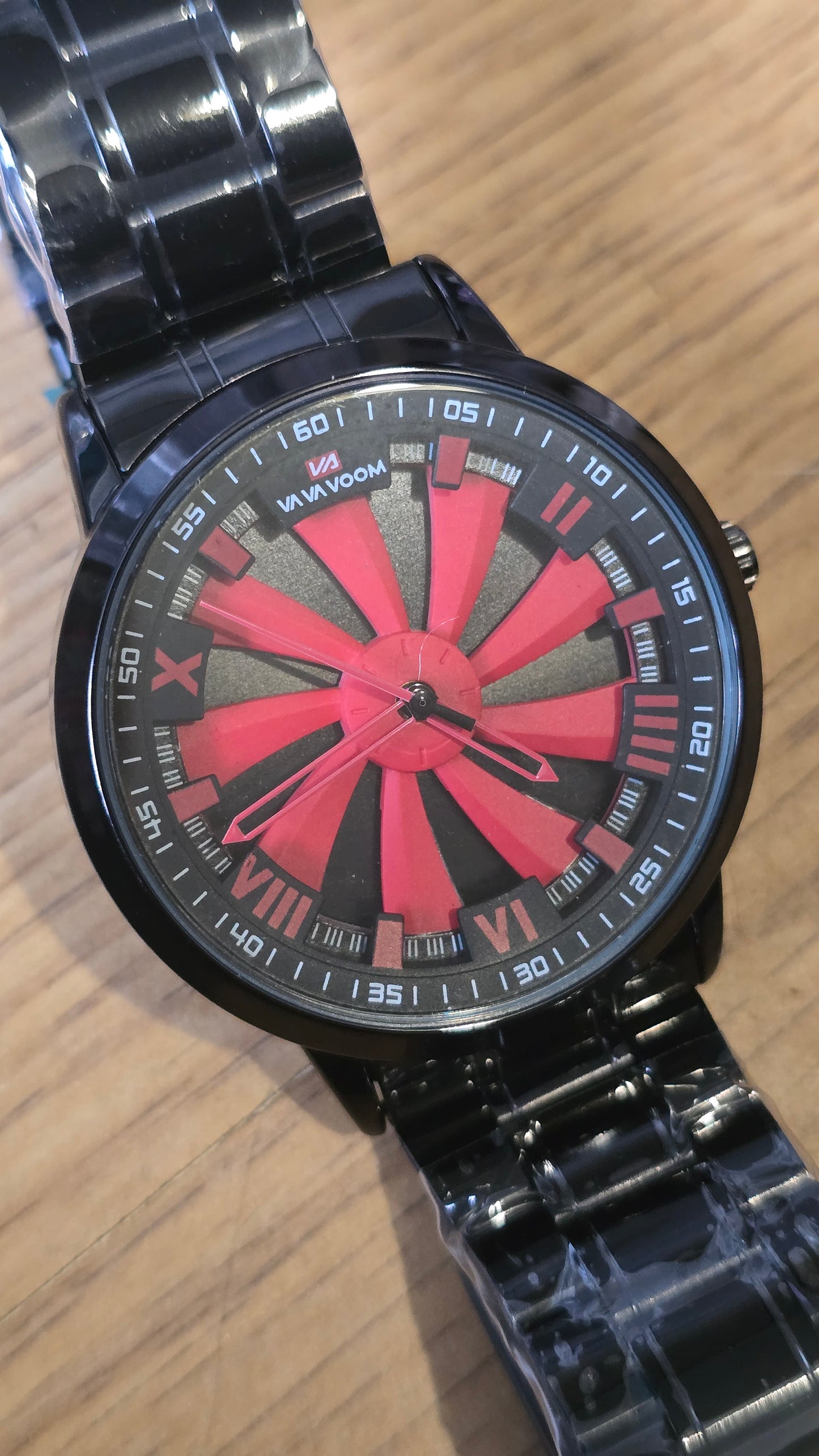 Va Va Voom Mens Revolving Wheel Sports Watch - Red - New - 1