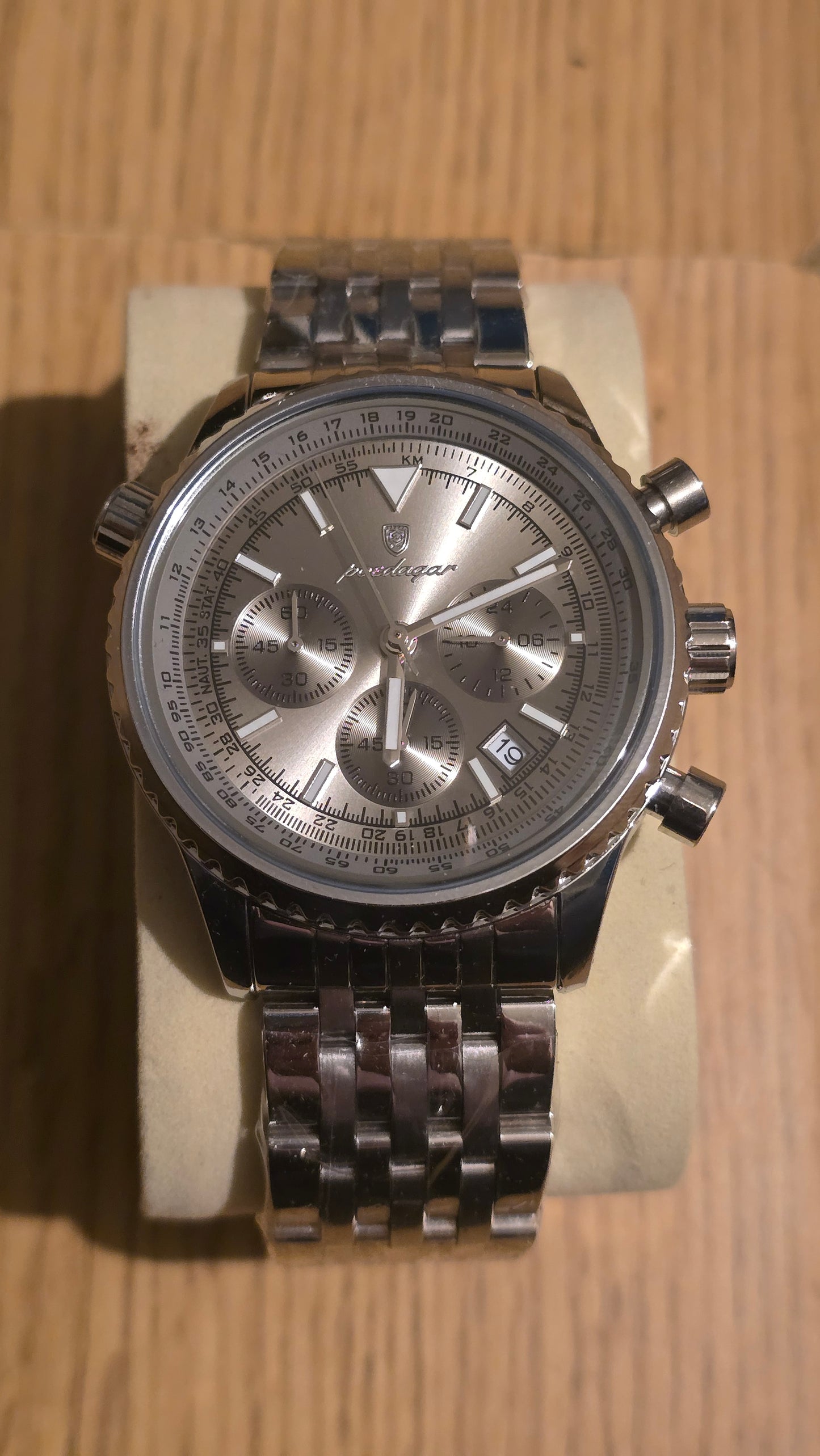 Poedagar Mens 960 Chronograph Quartz Watch - Silver - New - 1