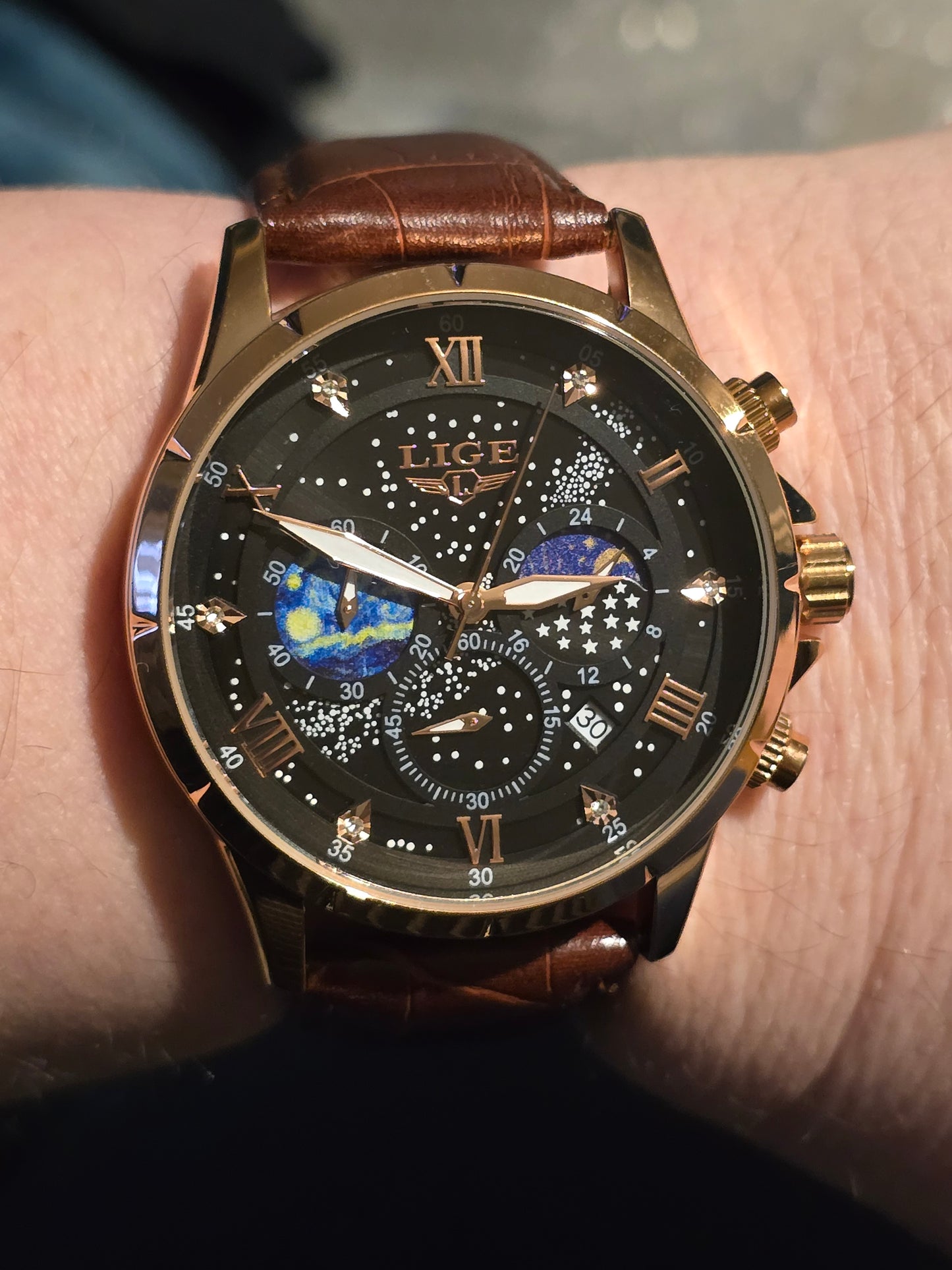 Lige Mens Chronograph Quartz Watch - New - 1