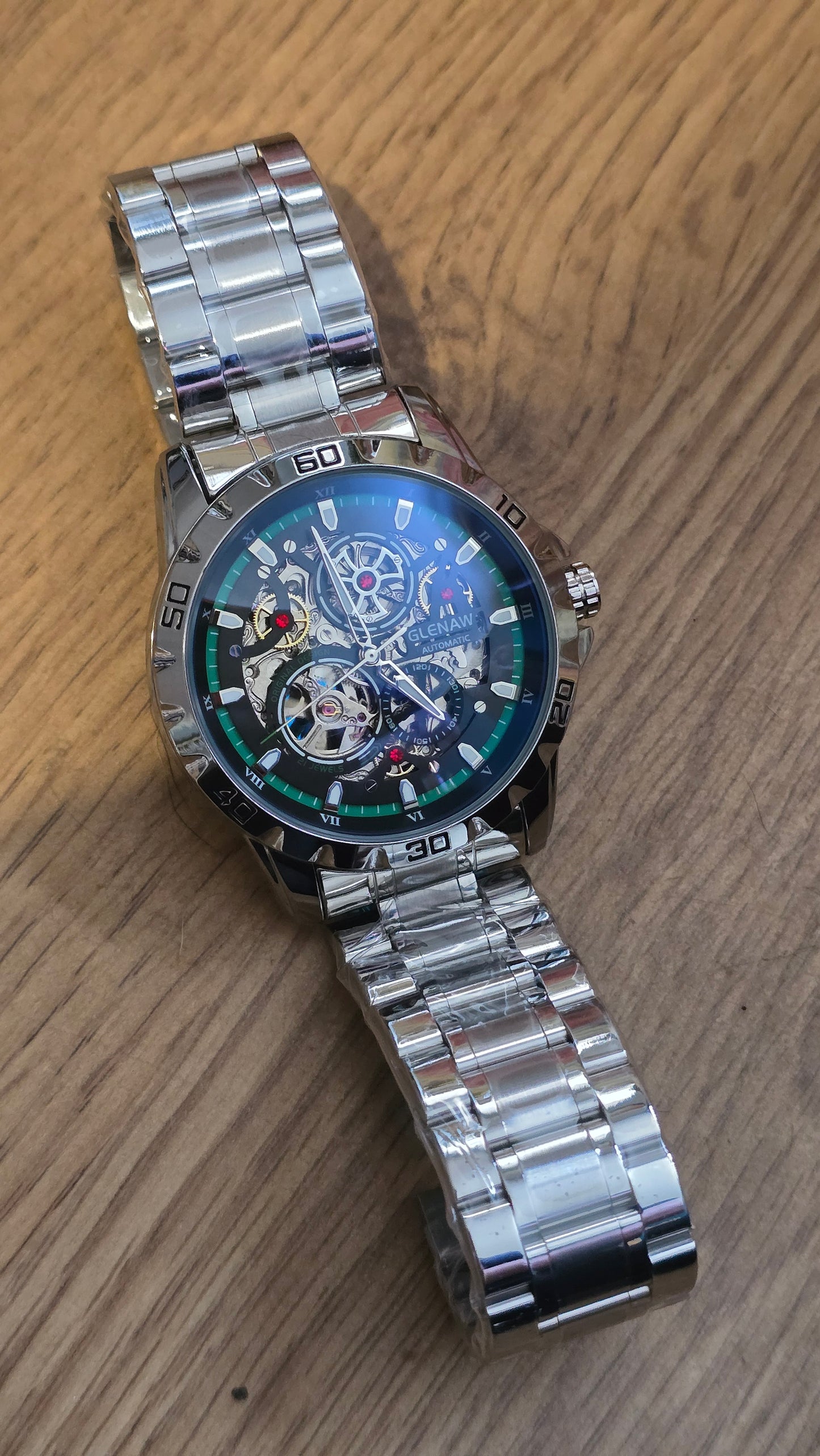 Glenaw Automatic Self-Winding Sports Watch - Green/Silver - New - 1