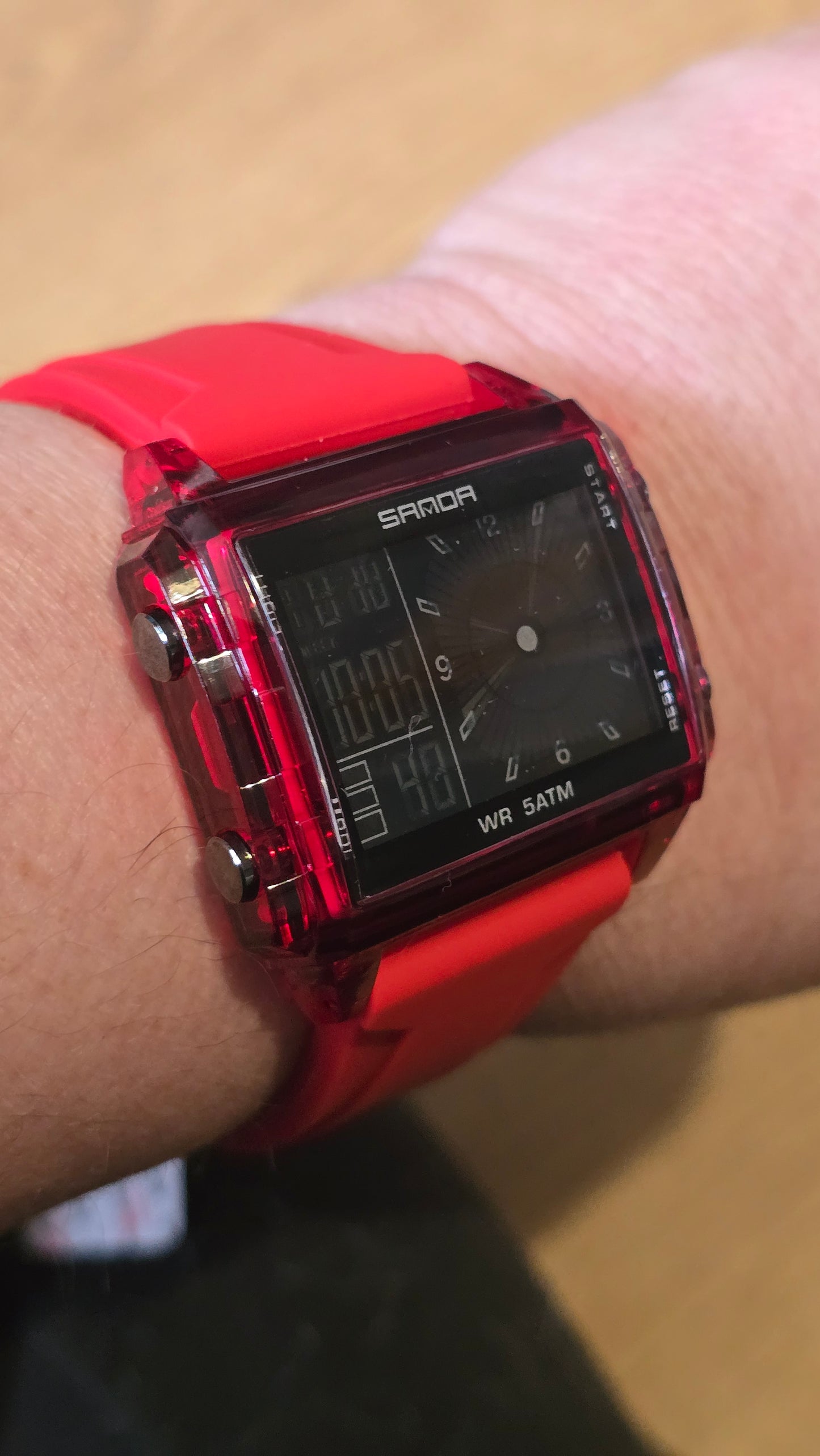 Sanda Mens Digital Quartz Watch - Red - New - 1