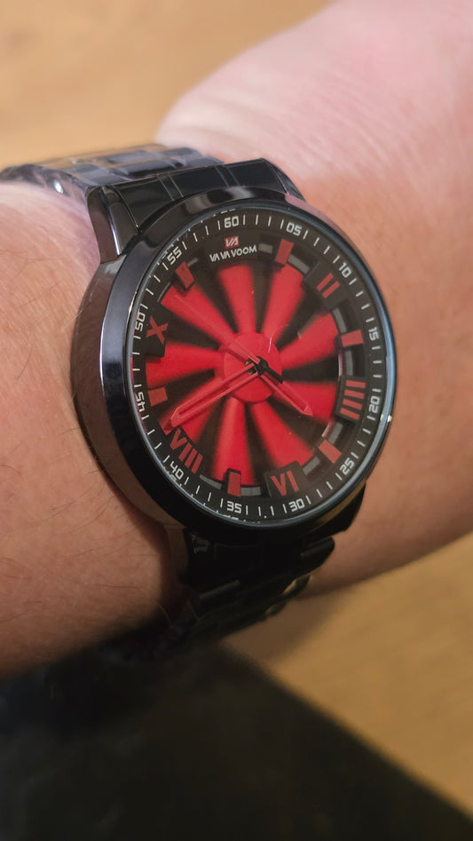 Va Va Voom Mens Revolving Wheel Sports Watch - Red - New - 1