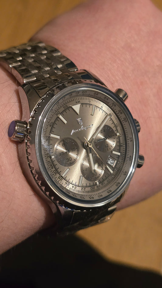 Poedagar Mens 960 Chronograph Quartz Watch - Silver - New - 1