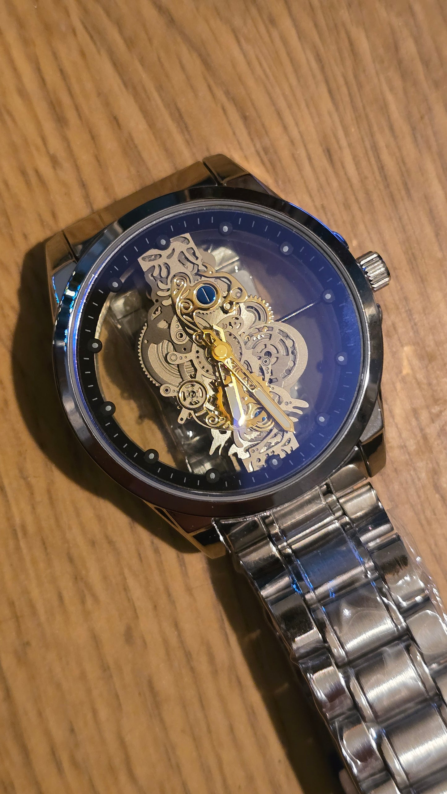 Louisifs Mens Skeleton Quartz Watch - Silver - New